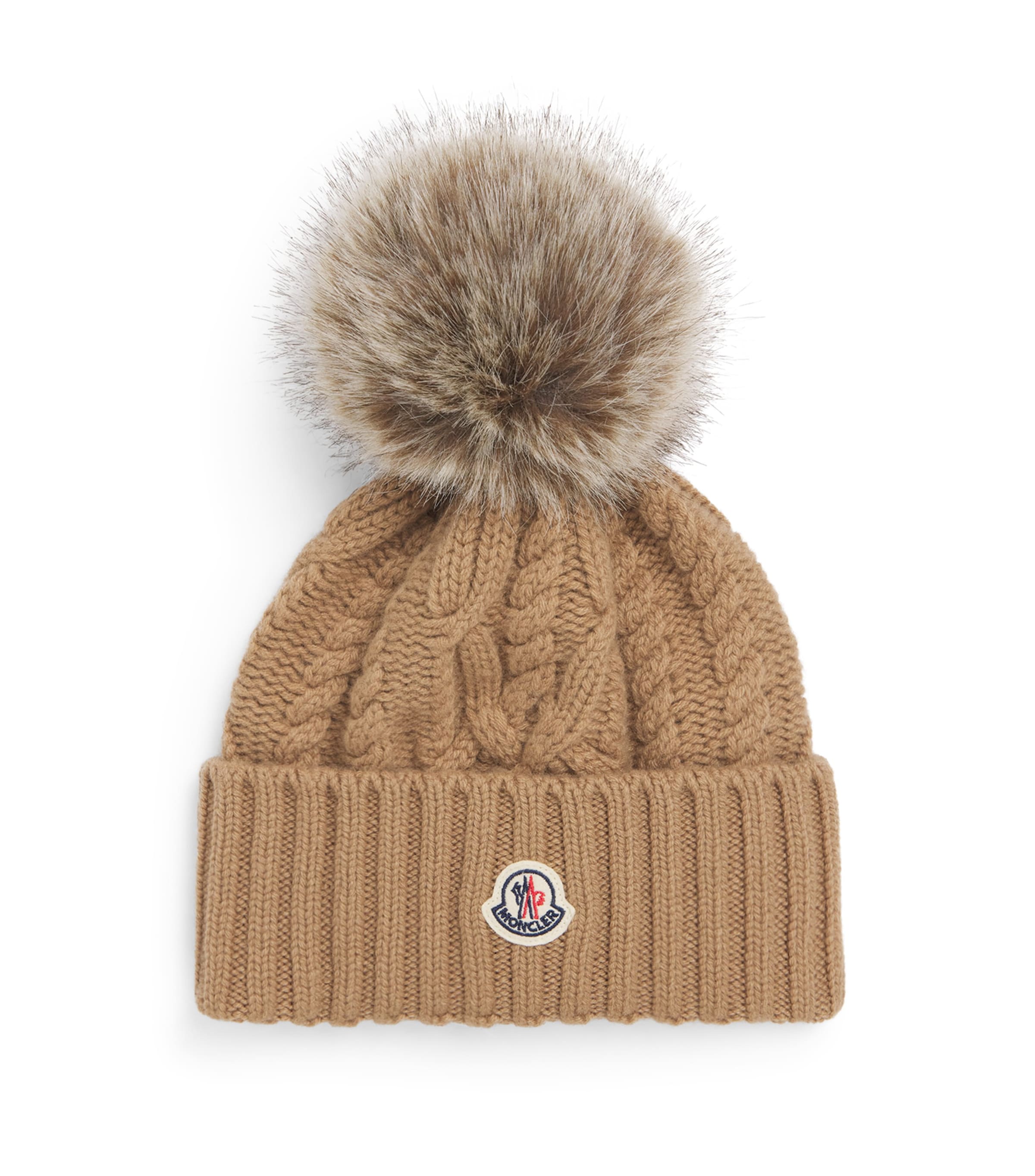 Moncler Virgin Wool-cashmere Pom-pom Beanie In Sand