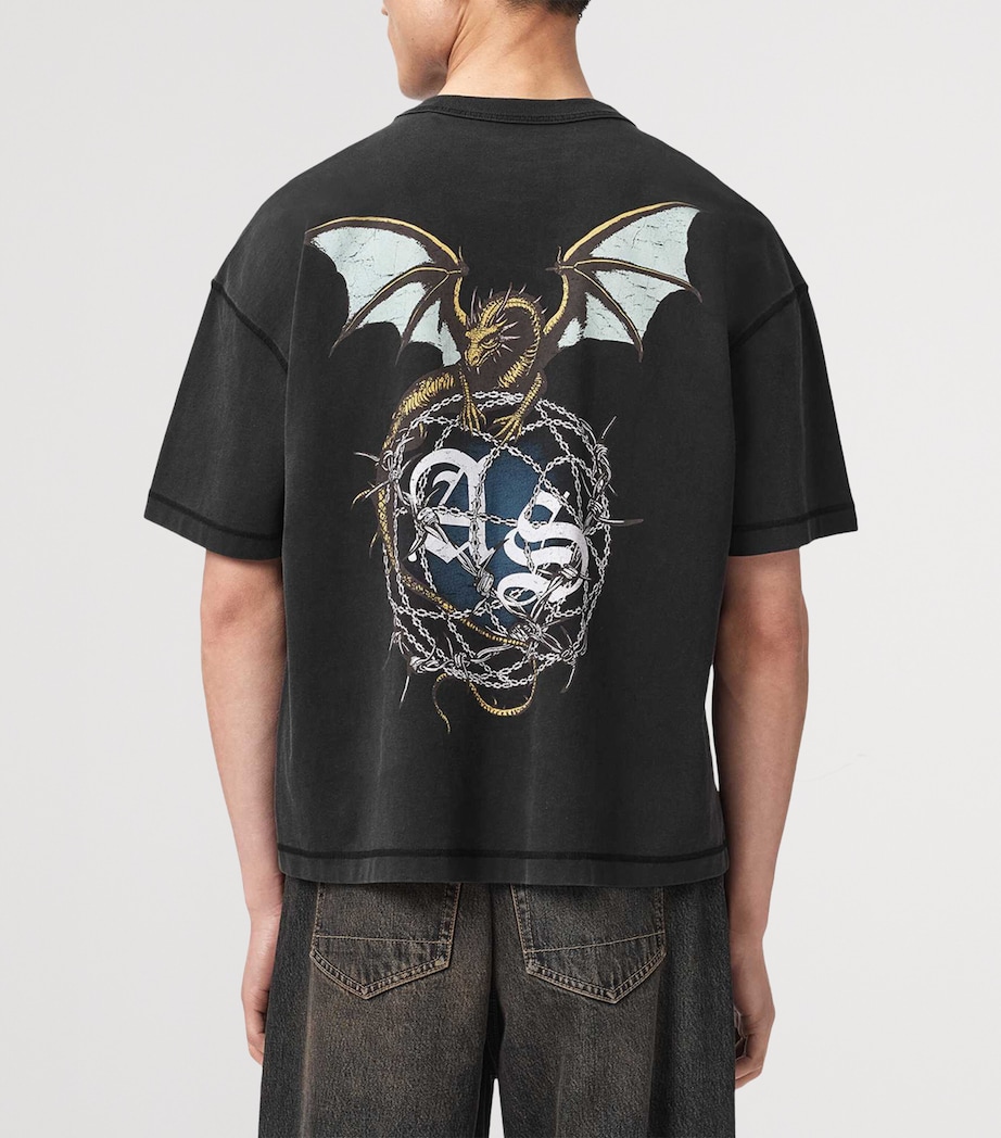 AllSaints Mens Organic Cotton Wyvern T-Shirt Washed Black Image 4