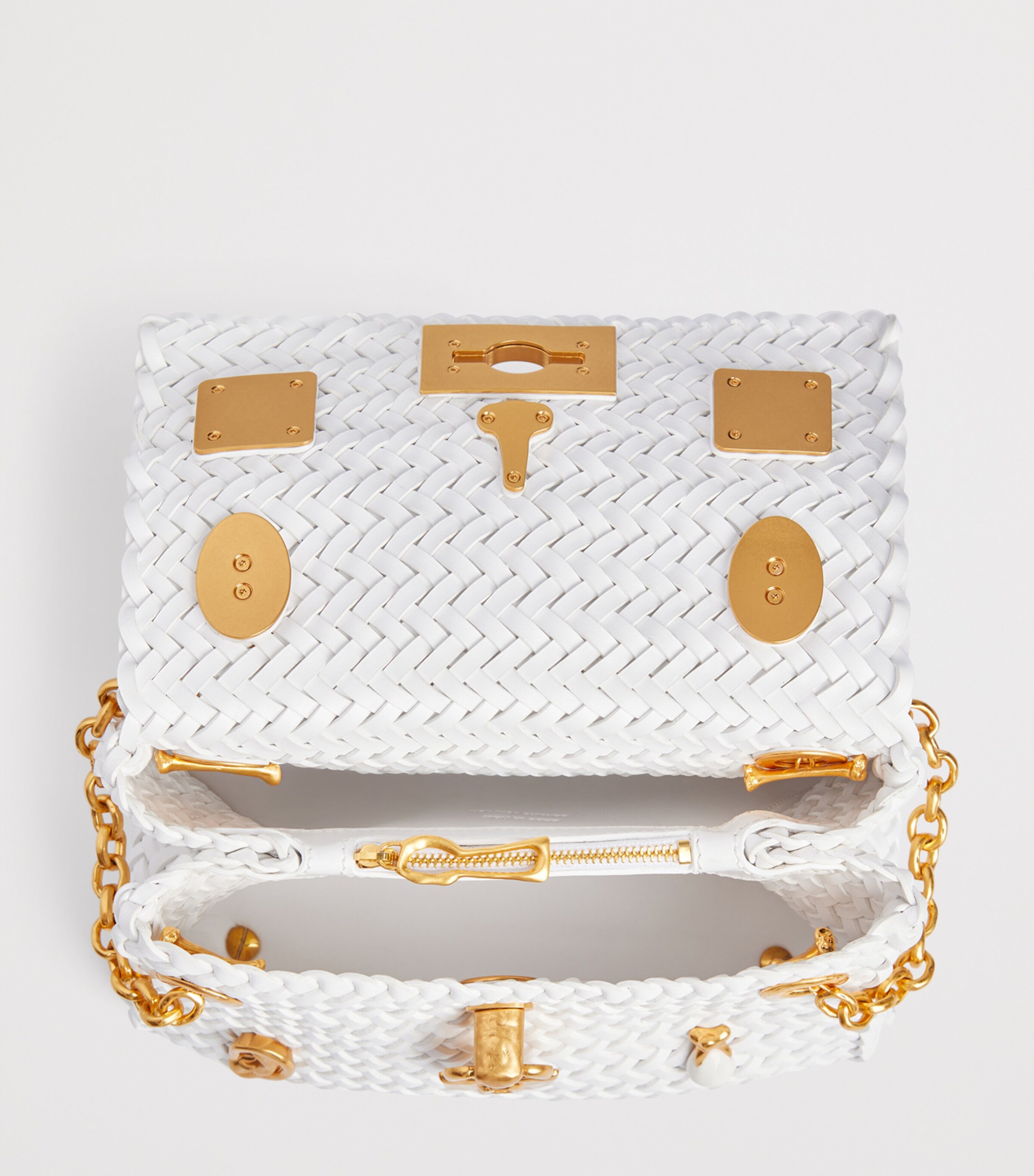 Schiaparelli Mini Calfskin Bijoux Secret Top-Handle Bag White Image 4