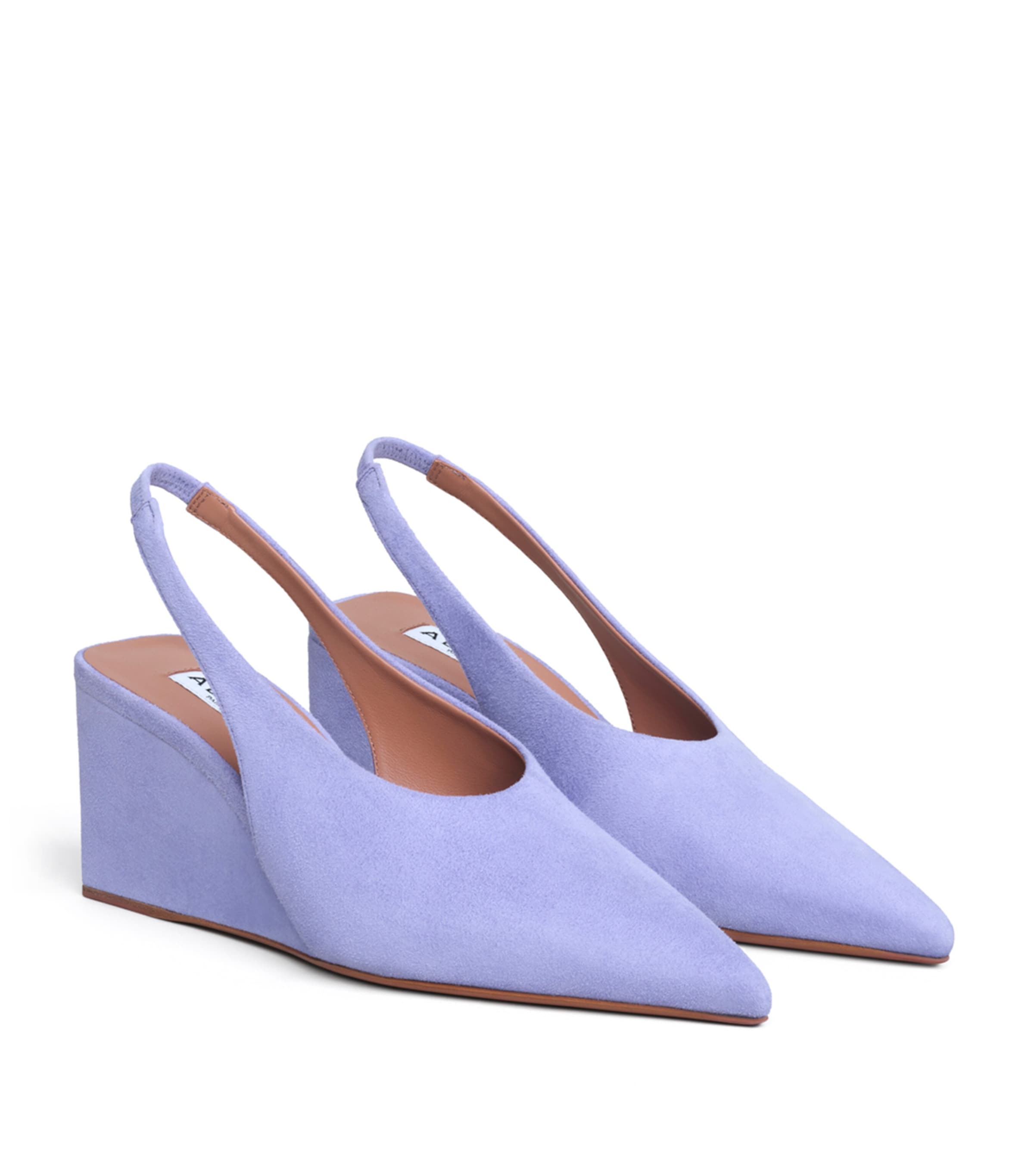 Alaïa Suede Cube Slingback Wedges 75 Lilas Image 2