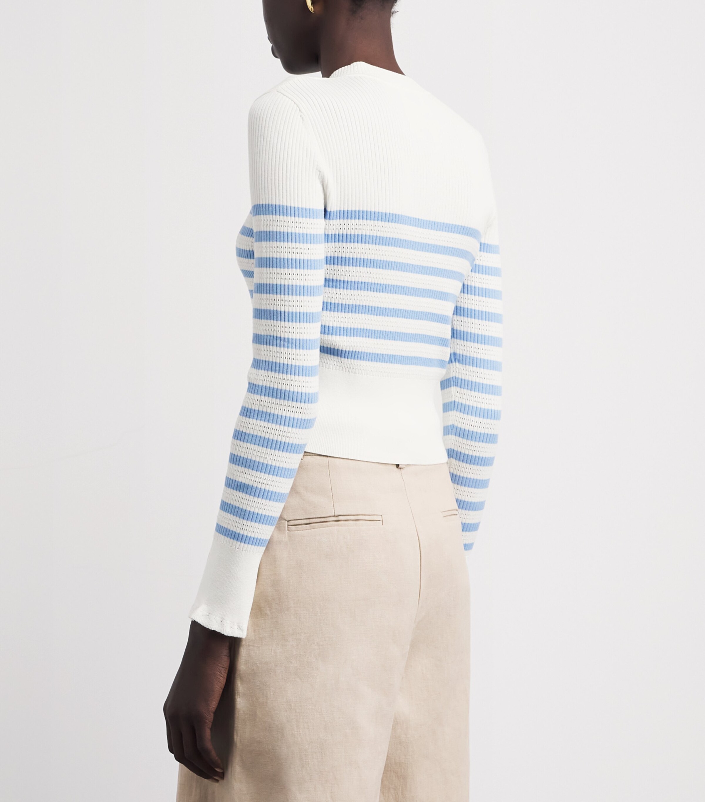 Claudie Pierlot Womens Stripe Bow-Detail Sweater Dual Color Image 5