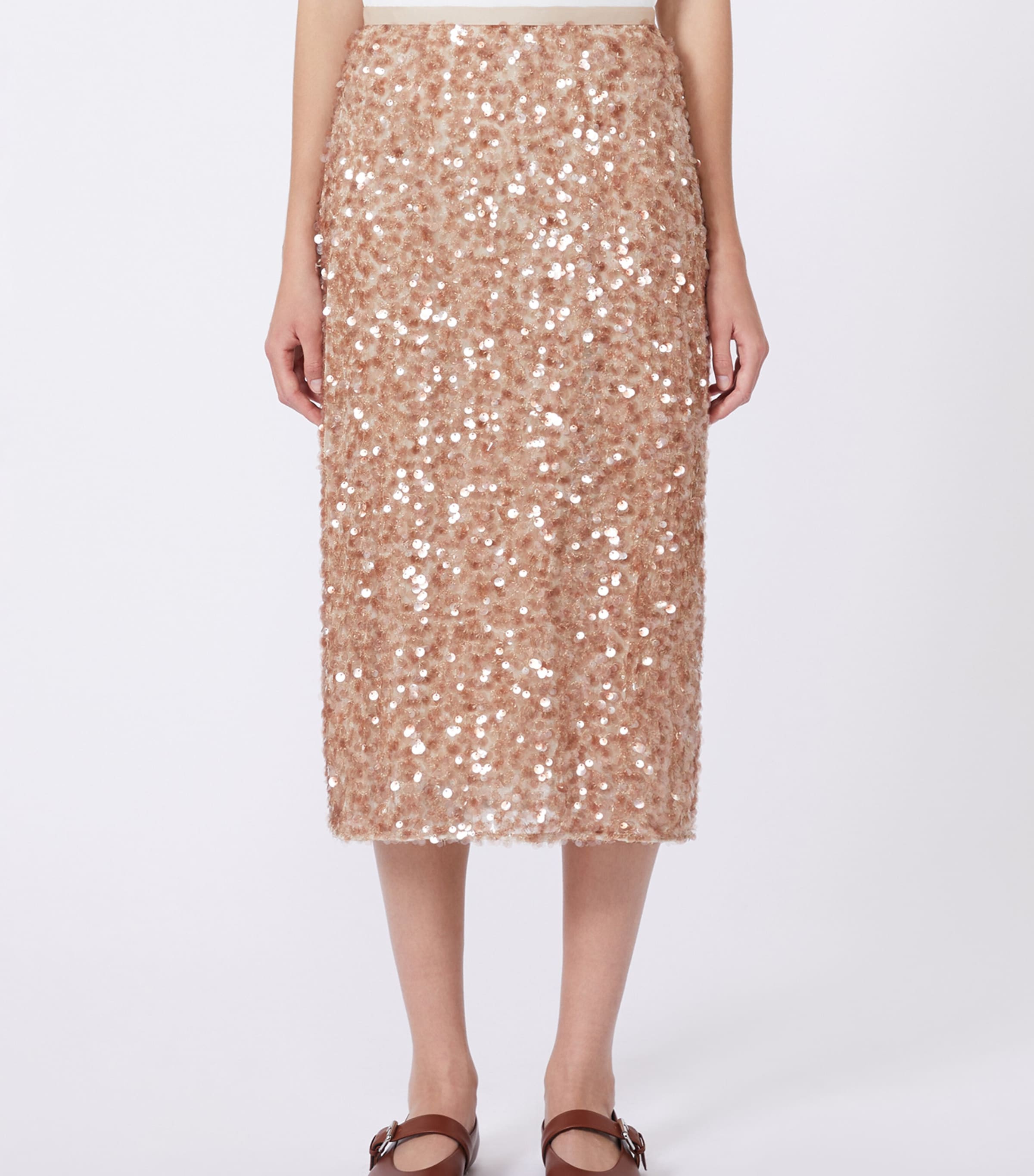 Weekend Max Mara Womens Sequinned Midi Skirt Nudo Image 3
