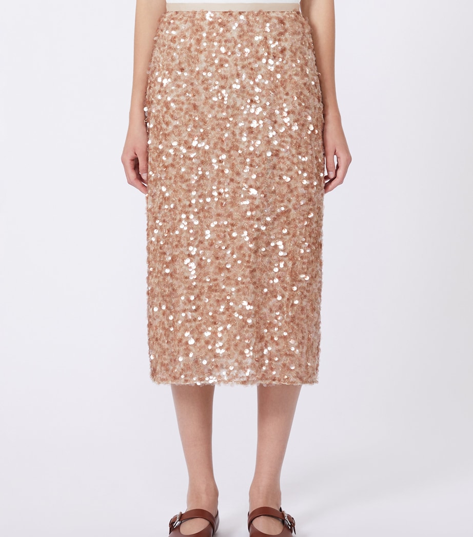 Weekend Max Mara Womens Sequinned Midi Skirt Nudo Image 3