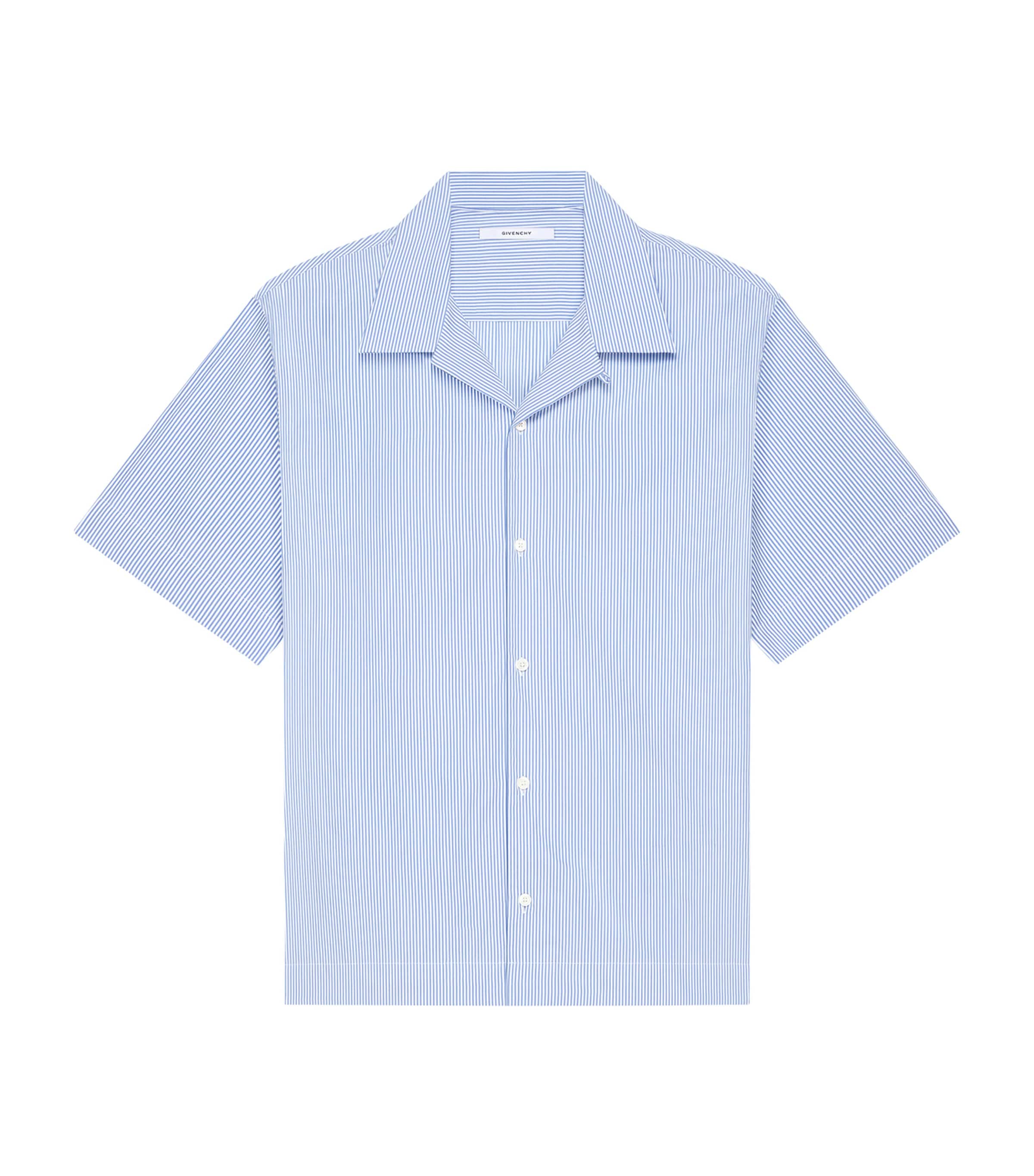 Cotton Pinstripe Bowling Shirt WHITE/LIGHT BLUE Image 1