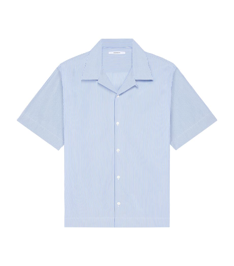 Cotton Pinstripe Bowling Shirt WHITE/LIGHT BLUE Image 1