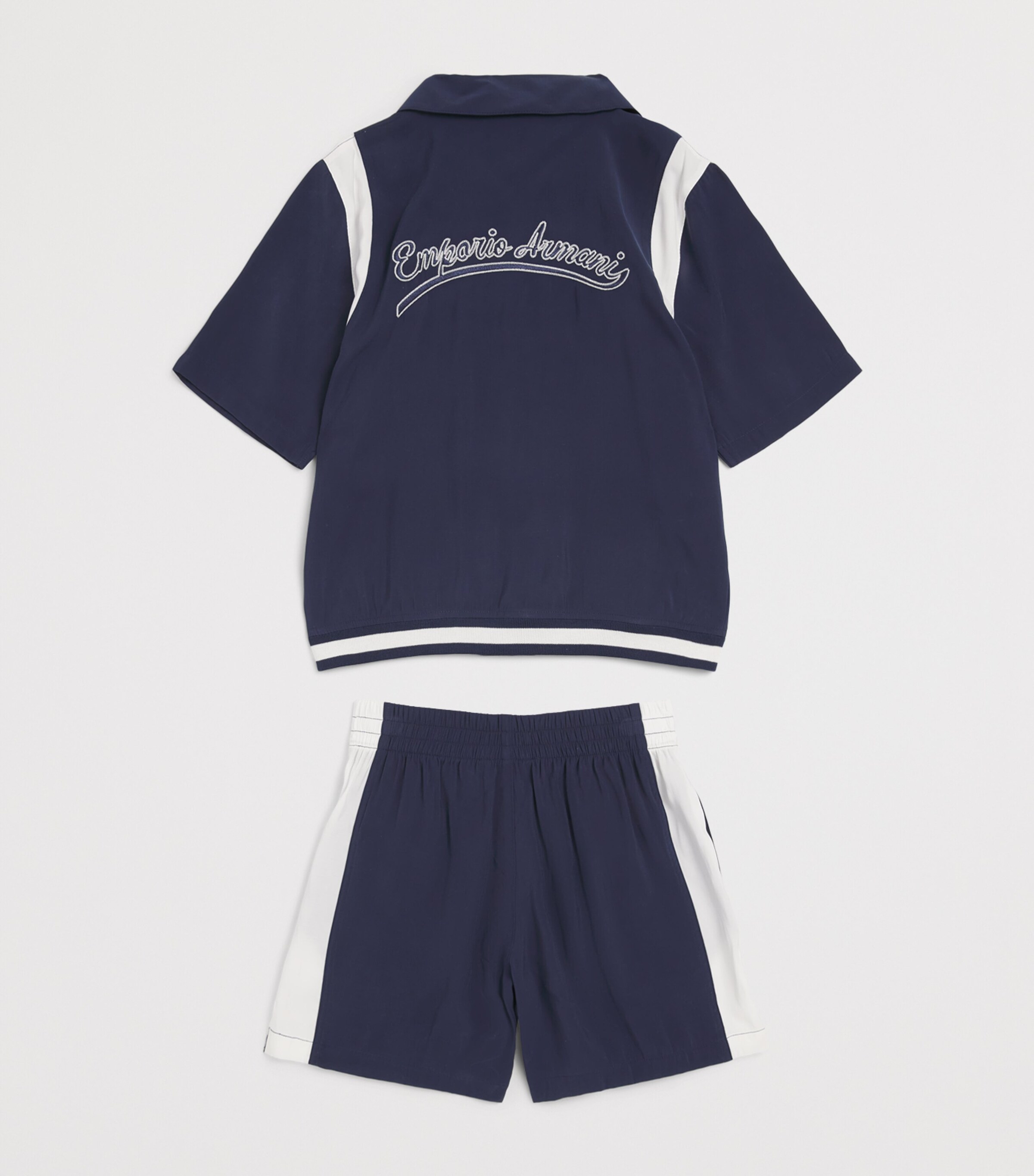 Emporio Armani Kids Two-Tone Shirt and Shorts Set (4-16 Years) Dress Blues Image 2