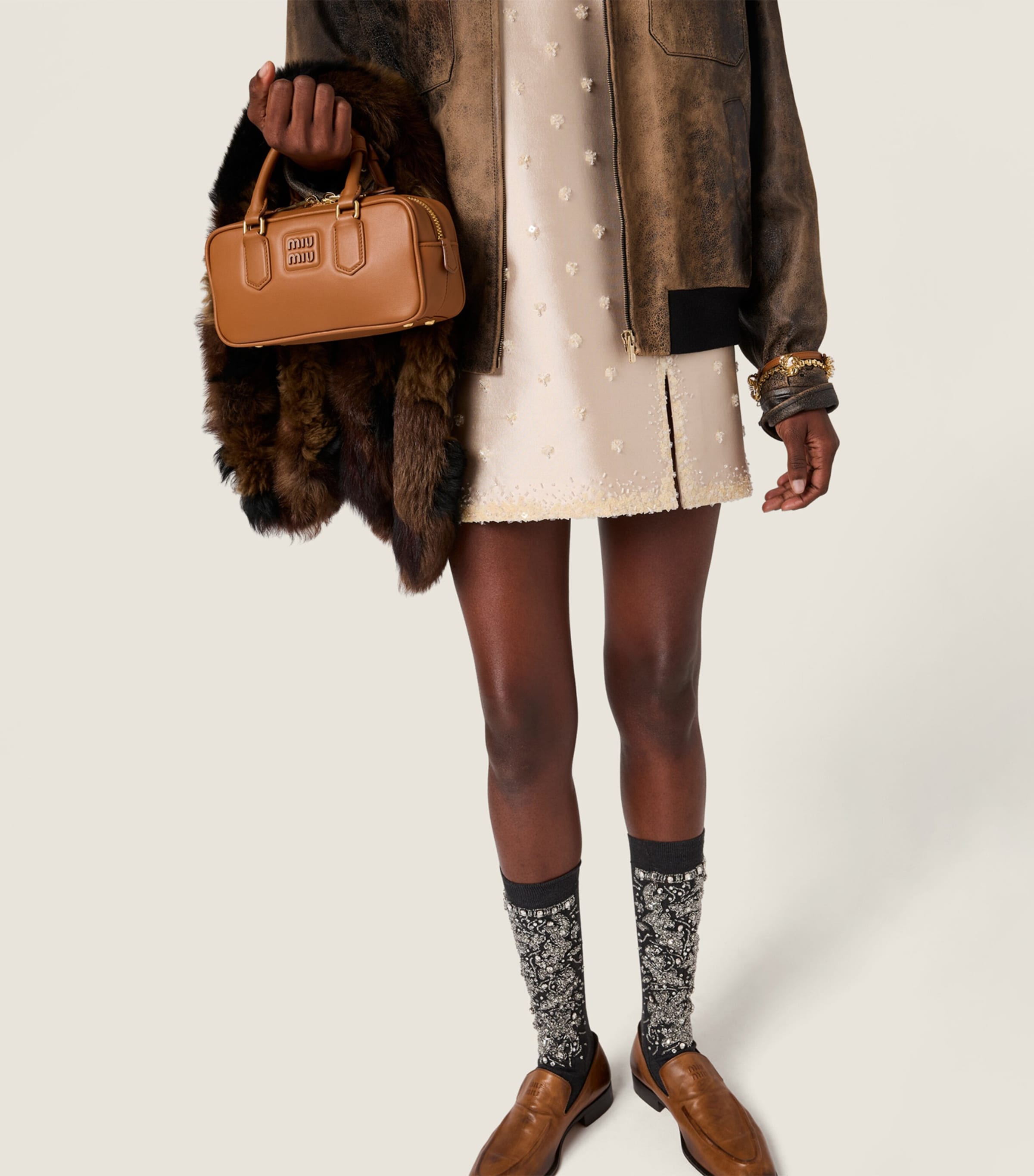 Silk-Wool Embroidered Mini Dress F0036 Image 5