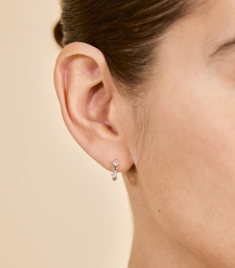 Rhodium-Plated Heart Cluster Single Hoop Earring SILVER Image 2