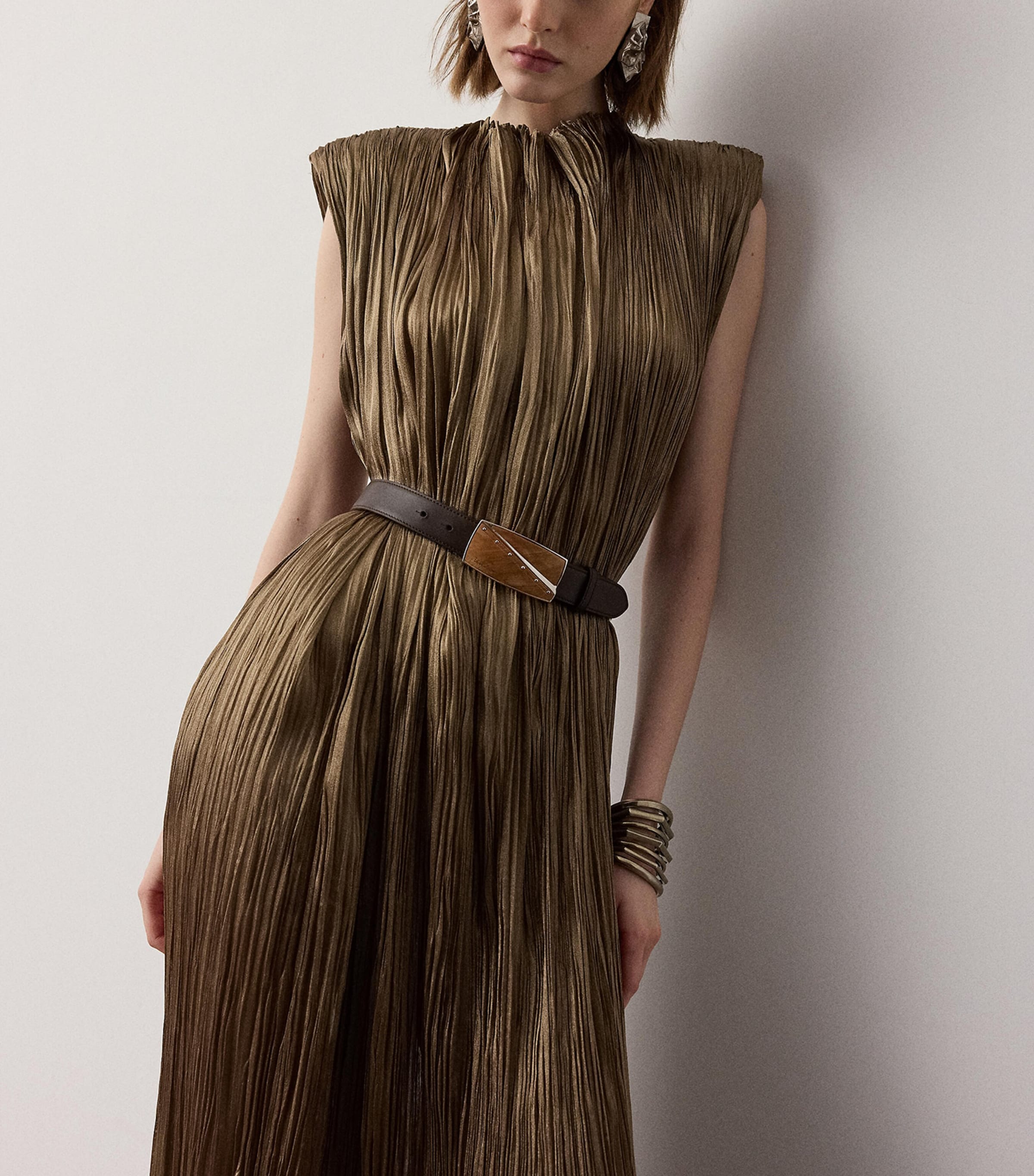 Ralph Lauren Collection Pleated Virna Maxi Dress - Gold