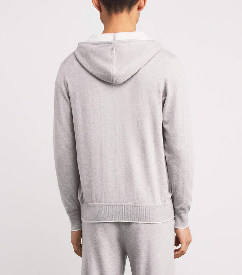 Cotton-Silk-Cashmere Zip-Up Hoodie FUMO GREY NEW IVORY Image 4