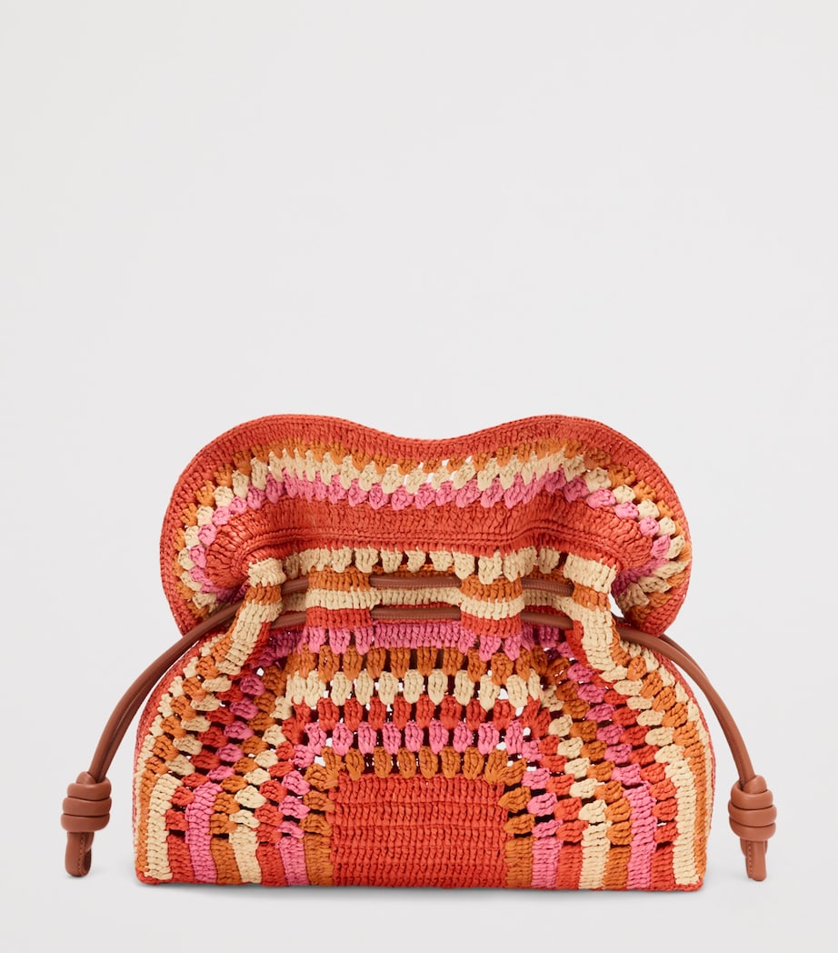 LOEWE x Paula's Ibiza Medium Raffia Flamenco Clutch Bag Bright Orange/pink Image 5