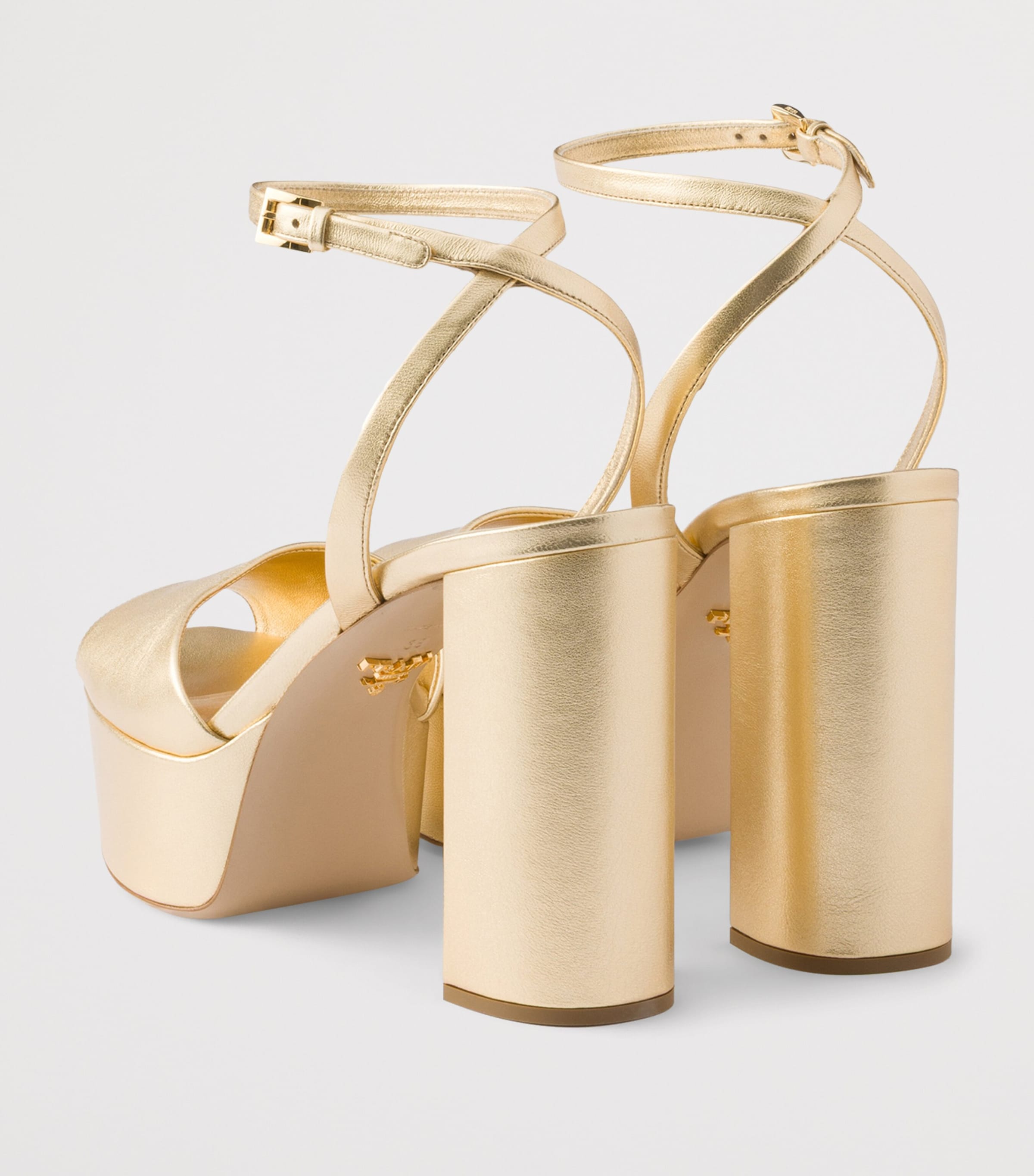 Metallic Leather Platform Sandals F0522 Image 4