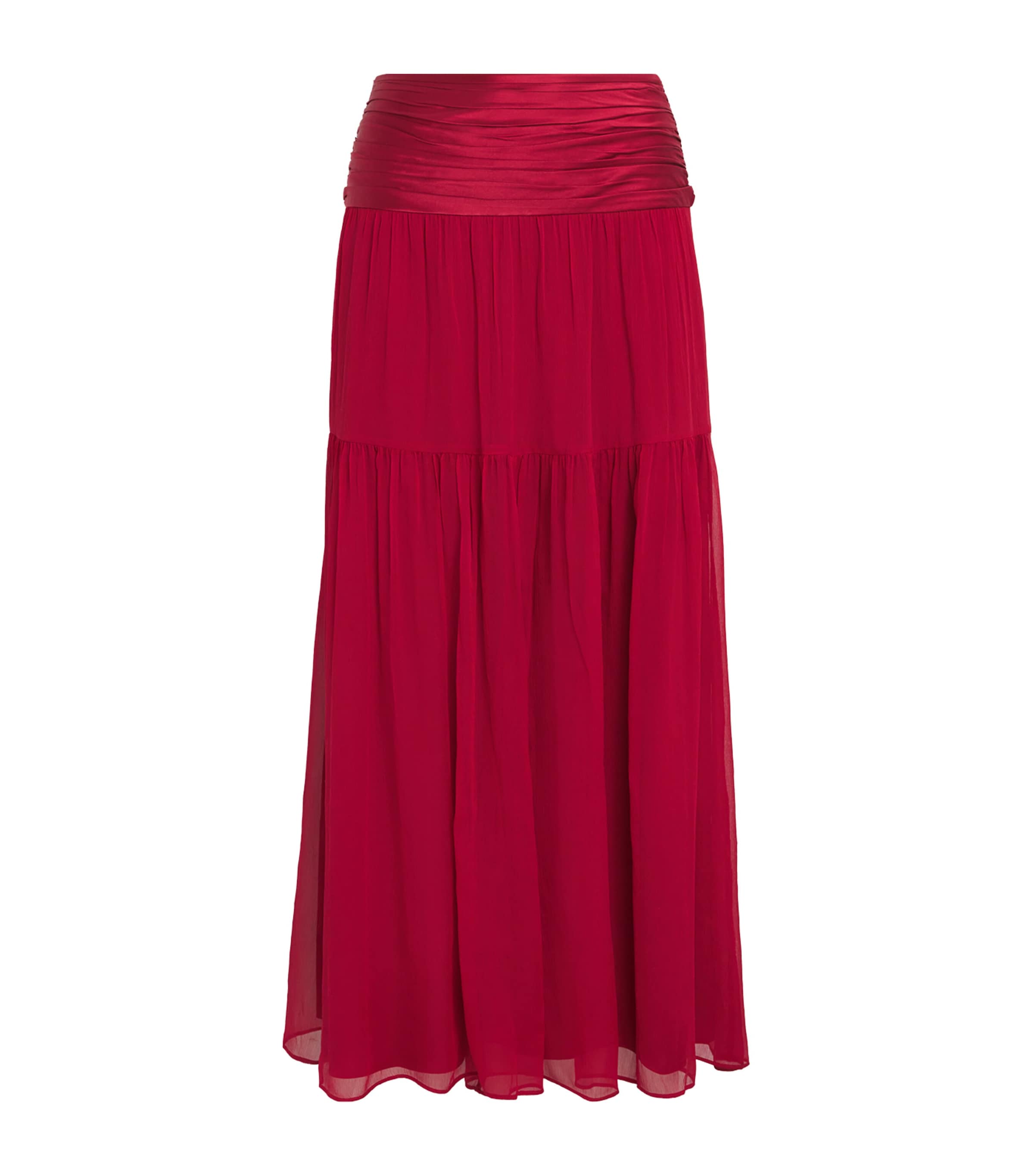 Me+em Silk Crinkle Maxi Skirt In Red