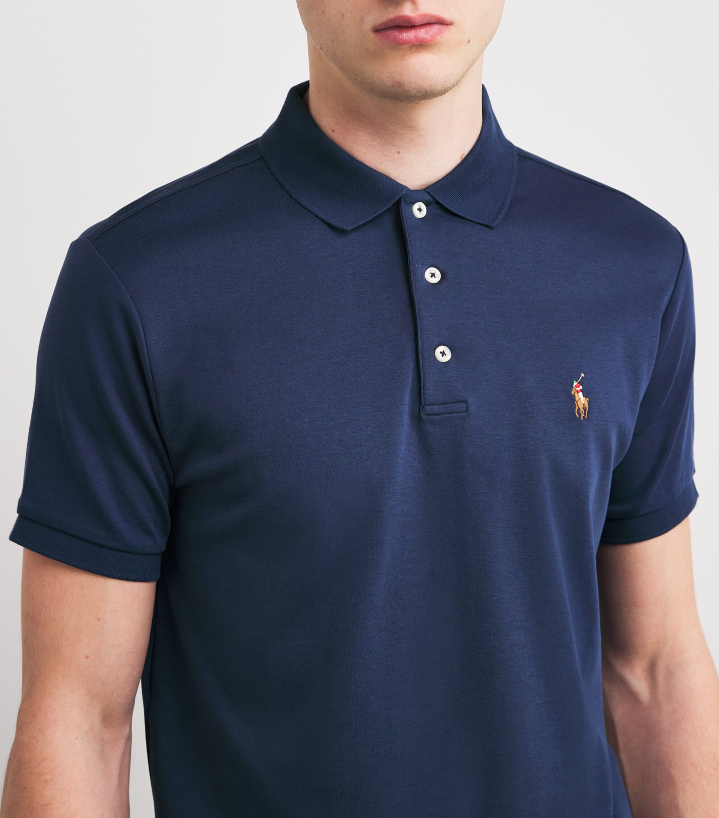 Polo Ralph Lauren Mens Cotton Custom Slim-Fit Polo Shirt French Navy Image 6