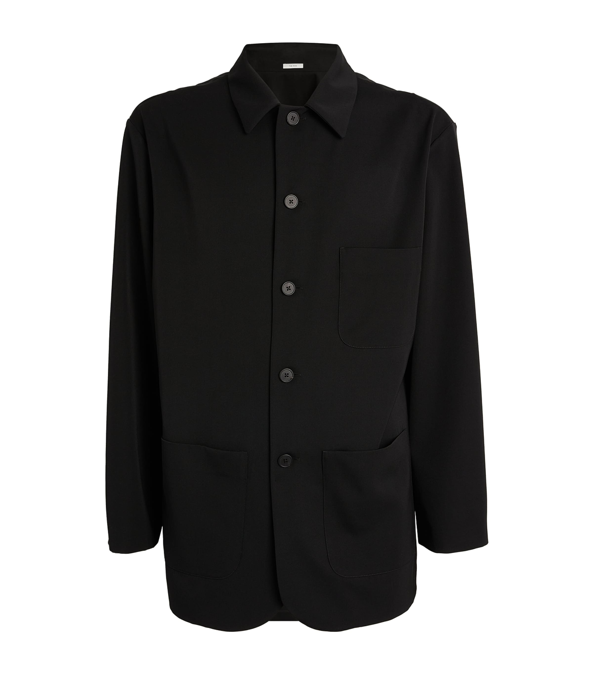 The Row Casey Wool Shirt In Black