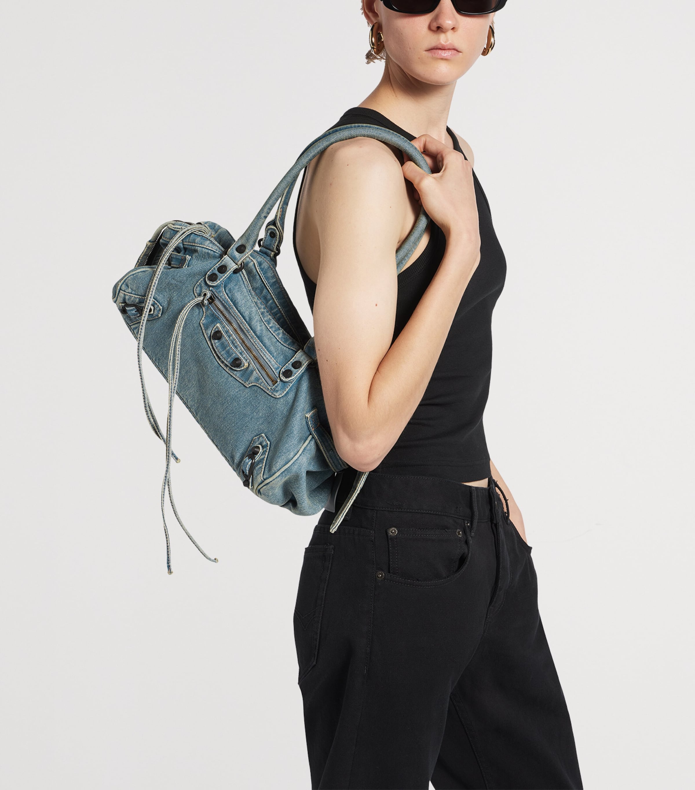 Balenciaga Denim Le City East-West Shoulder Bag Image 3