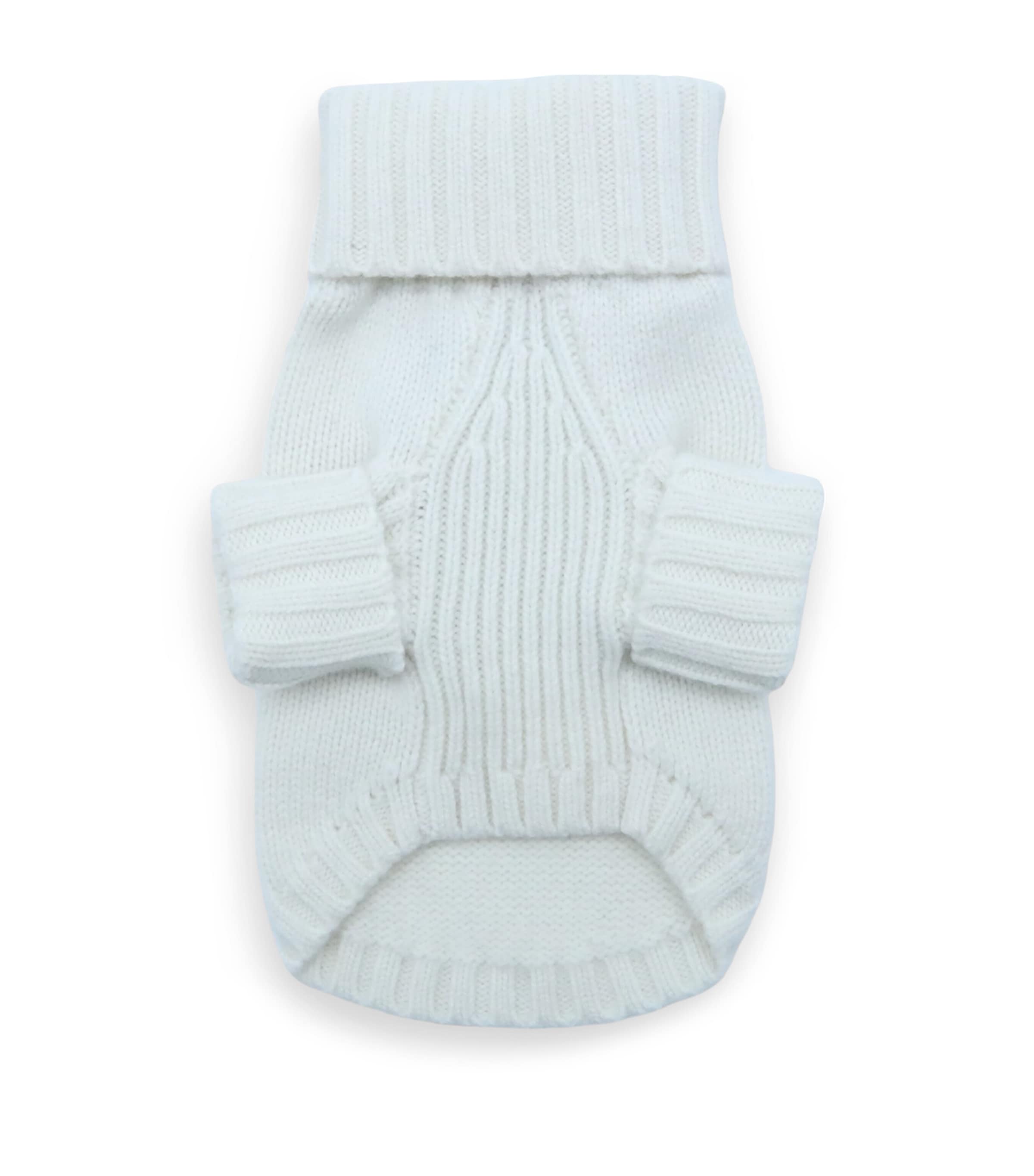 Wool-Cashmere Flag Dog Sweater (S) WHITE Image 2