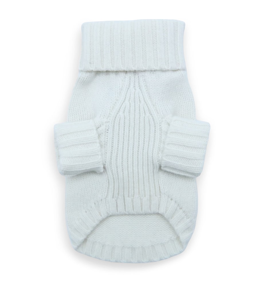 Wool-Cashmere Flag Dog Sweater (S) WHITE Image 2