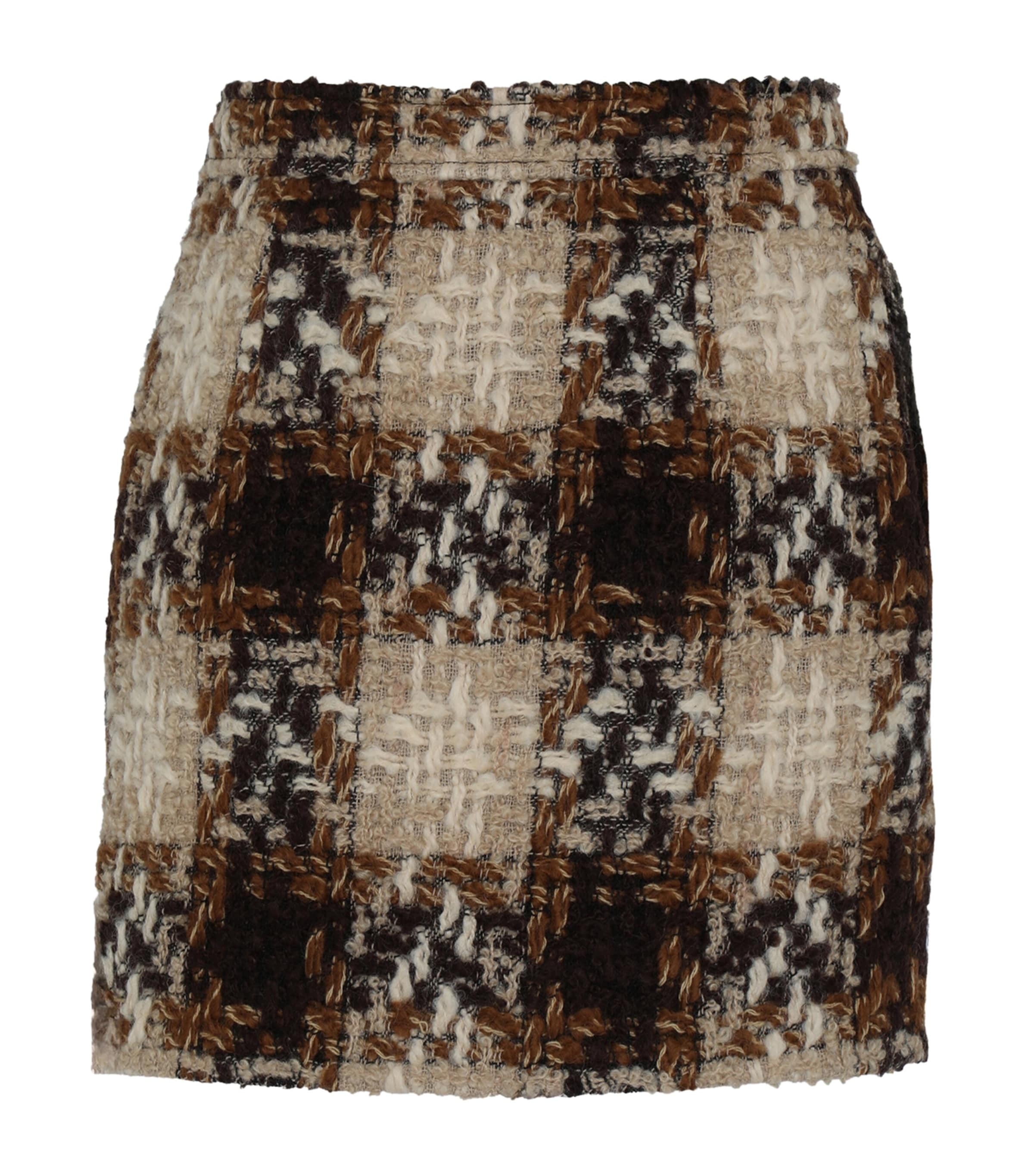 Saint Laurent Womens Wool Tweed Check Mini Skirt Image 3