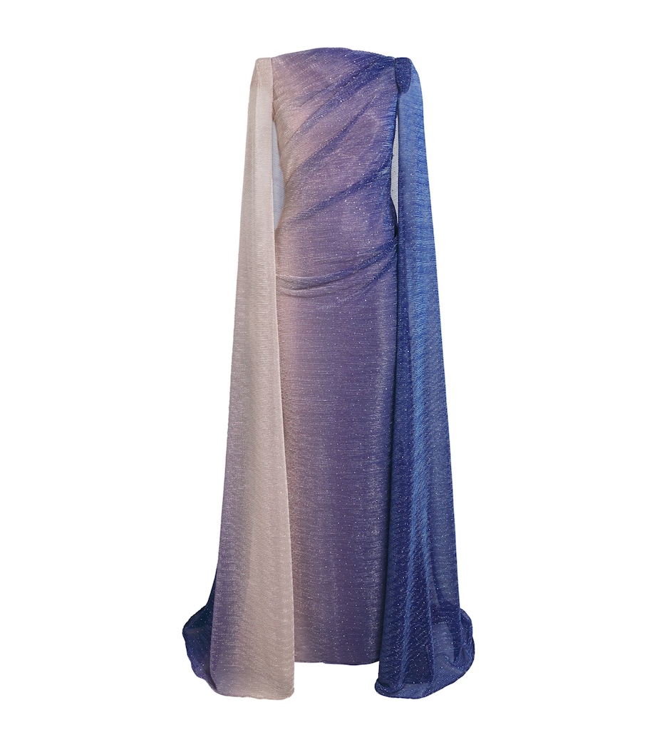 Talbot Runhof Womens Voile Cape Maxi Dress Cornflower Image 1