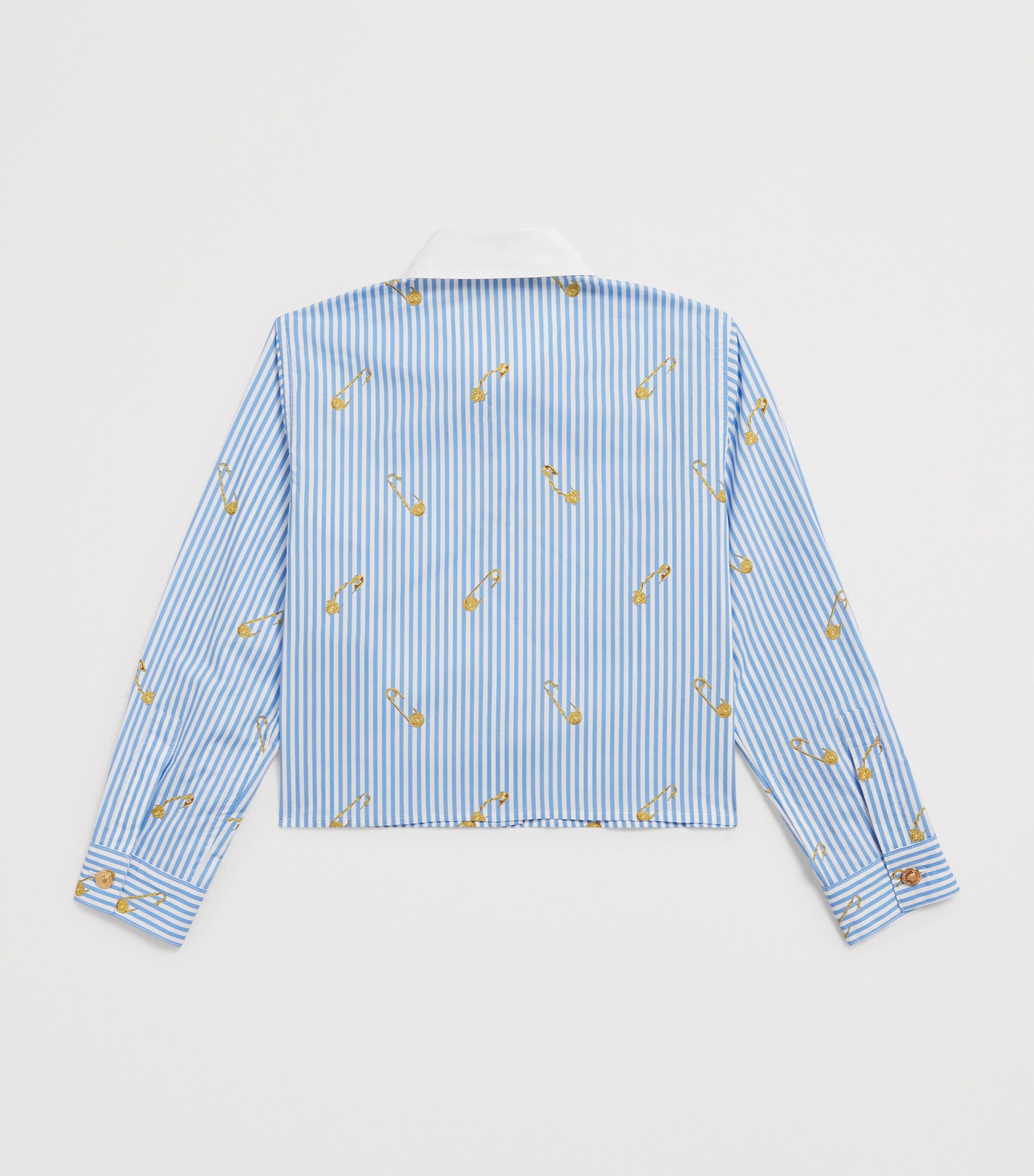 Cotton Pinstripe Shirt (6-14 Years) 2VK80-BLUEGOLD+WHITE Image 2