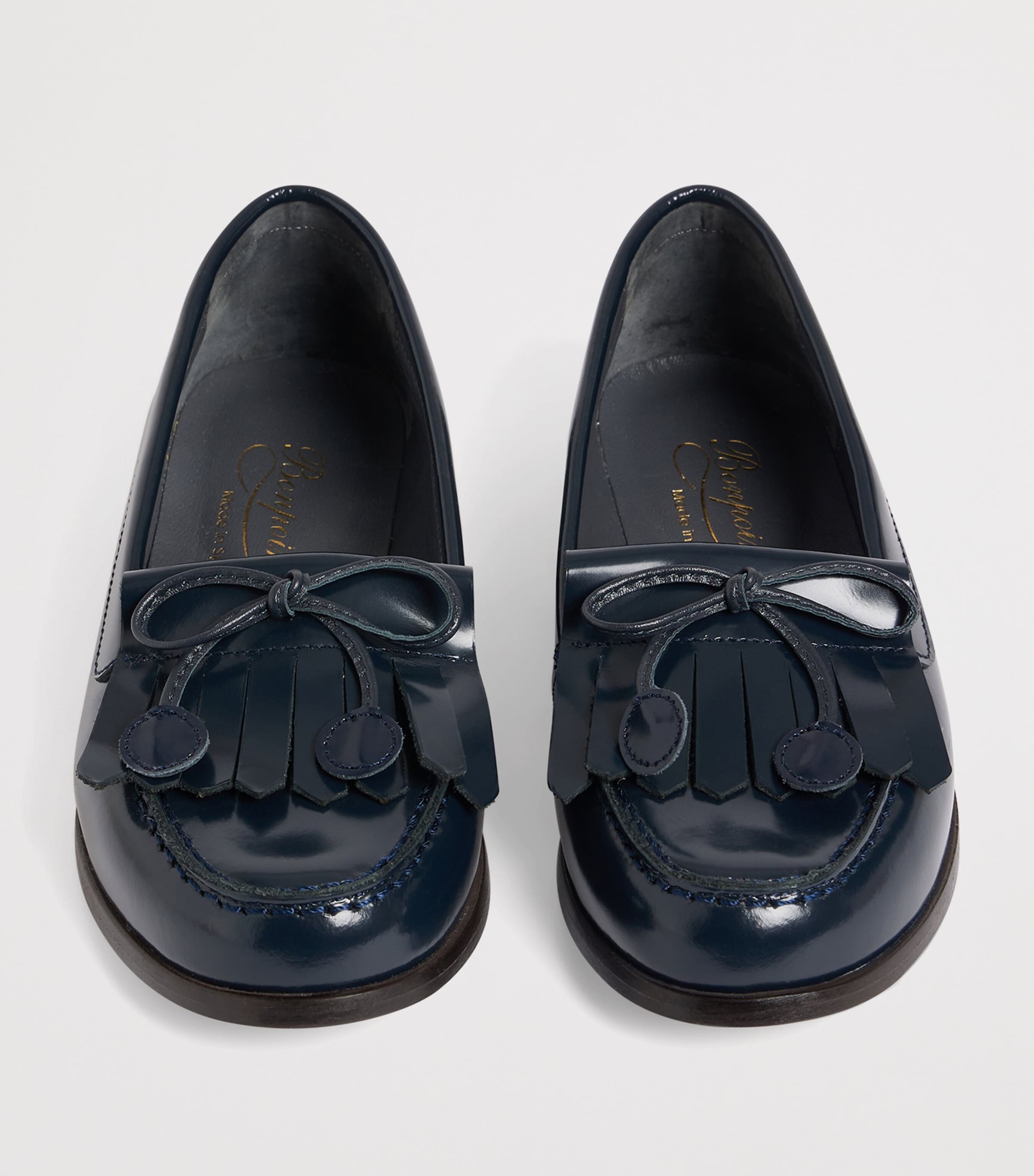 Leather Fringed Jazz Loafers MARINE Image 3