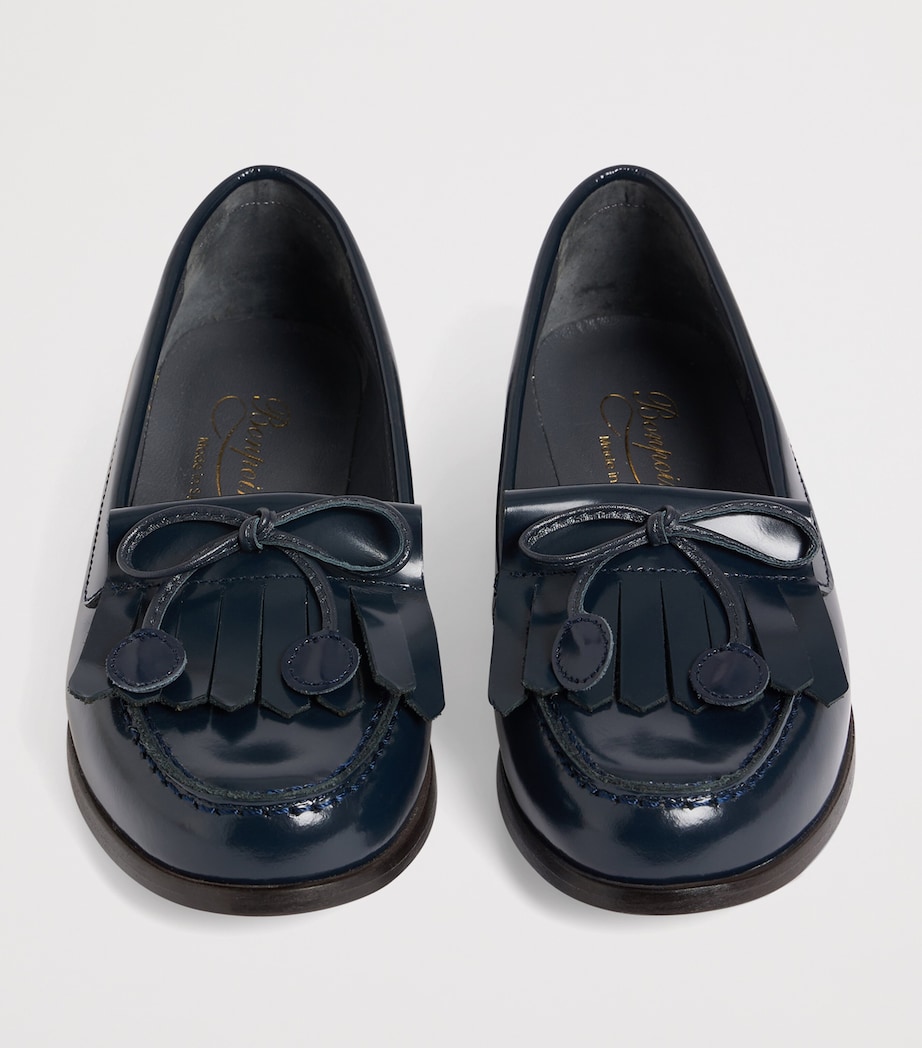 Leather Fringed Jazz Loafers MARINE Image 3