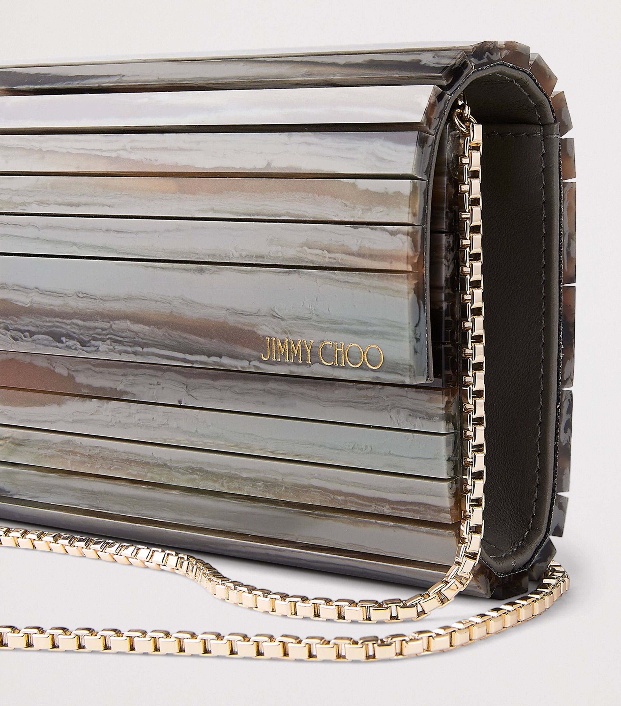 Jimmy Choo Sweetie Panelled Clutch Bag Grey Mix Image 6