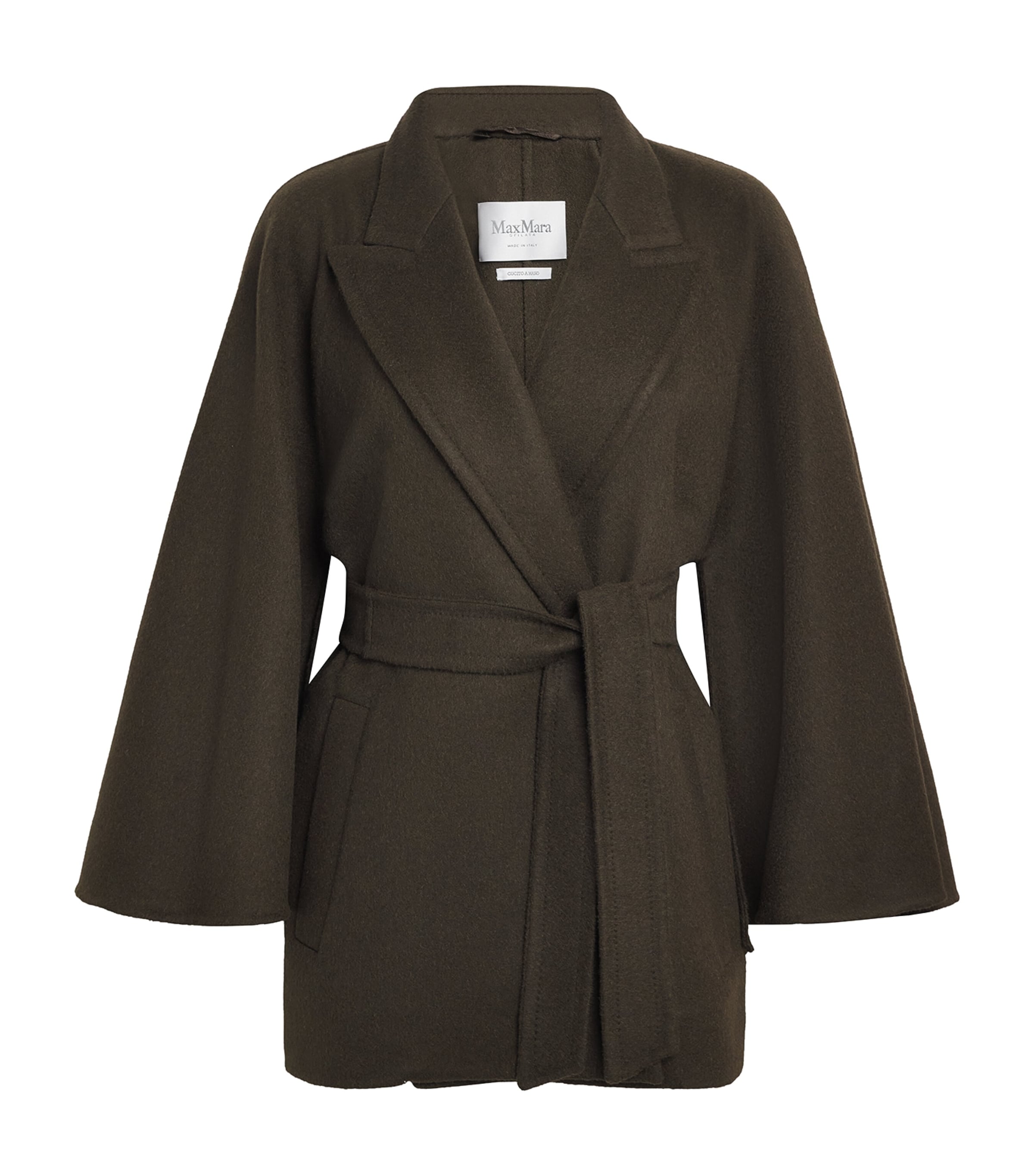 Camel-Wool Belted Coat MOSS GREEN Image 1