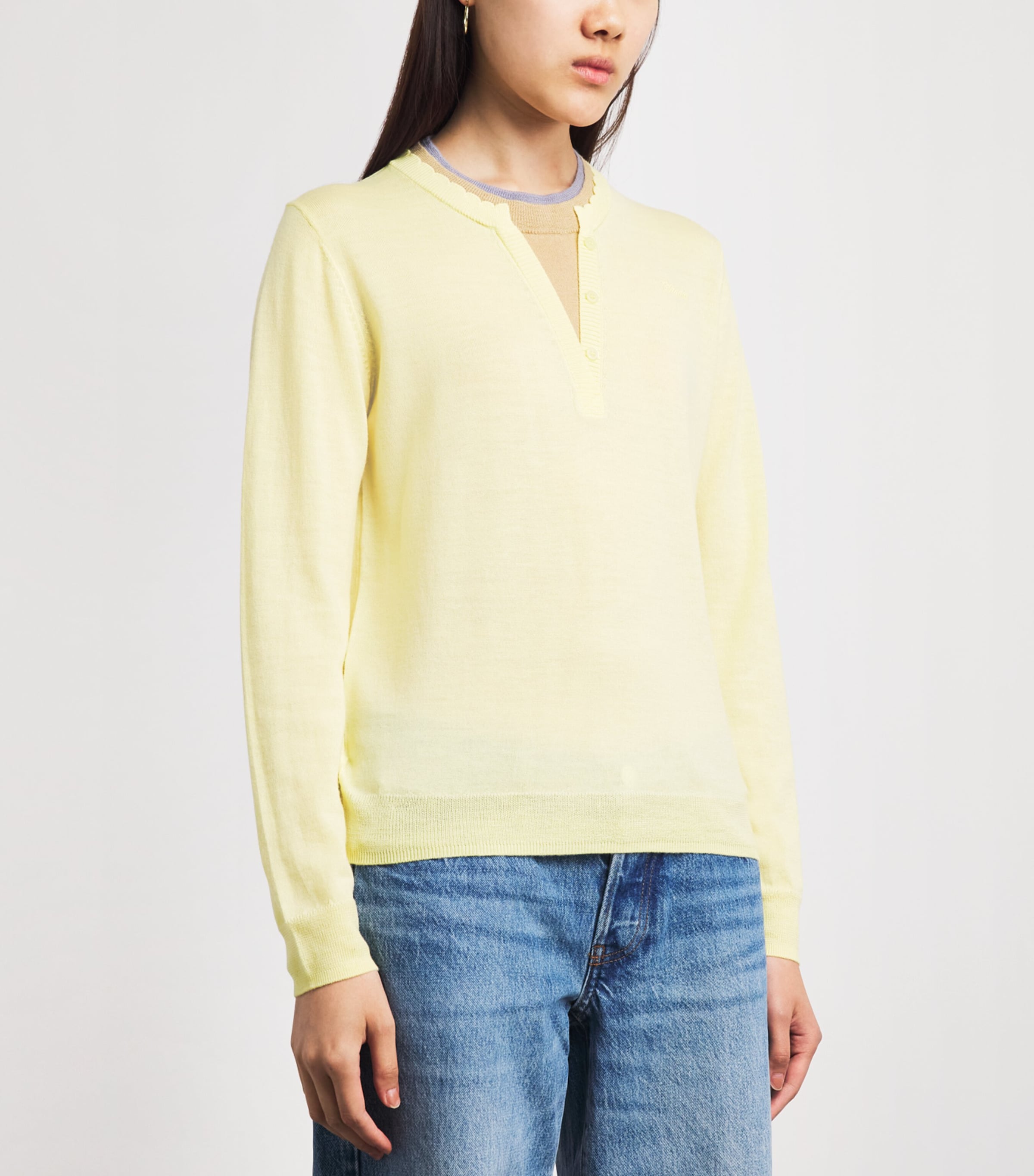 Claudie Pierlot Womens Wool Layered Sweater Baby Yellow Image 4