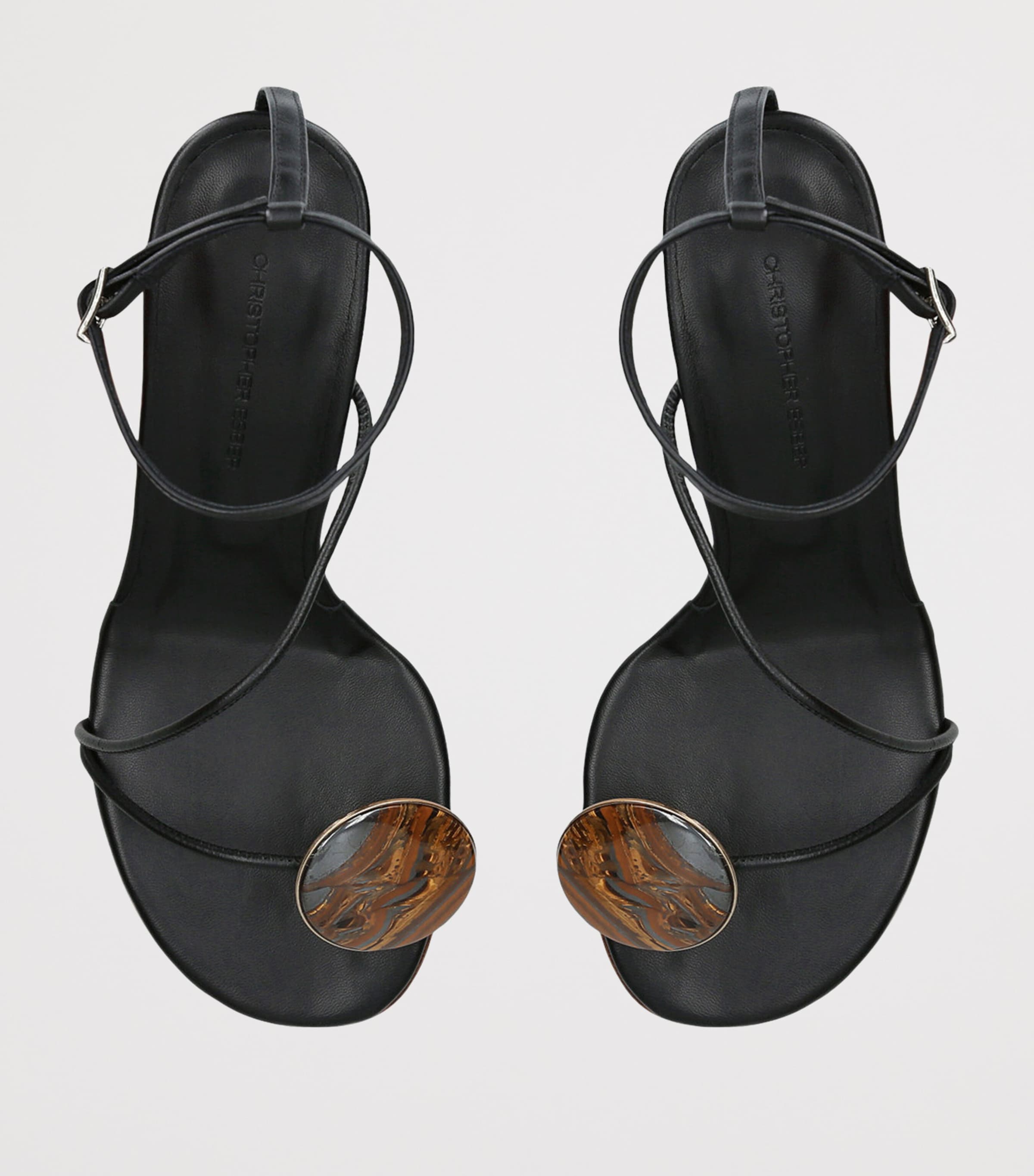 Christopher Esber Leather Doma Stoned Heeled Sandals 70 Black/comb Image 4