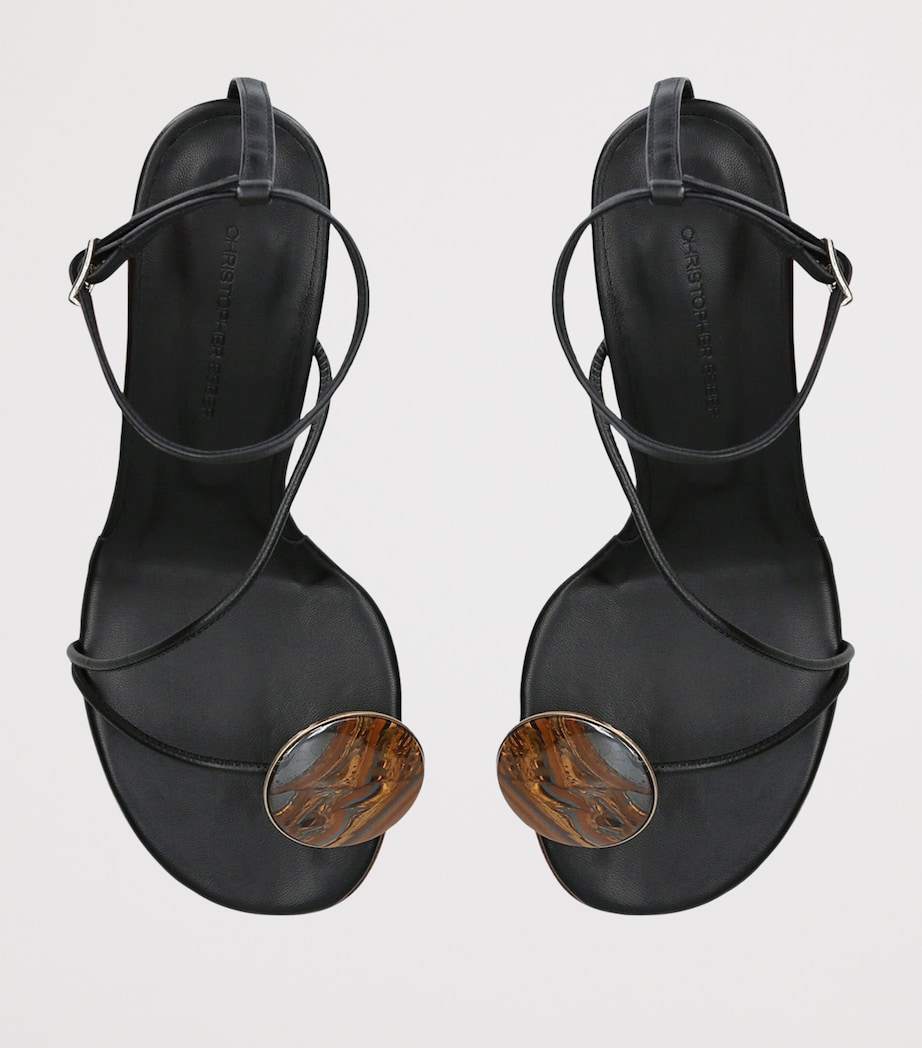 Christopher Esber Leather Doma Stoned Heeled Sandals 70 Black/comb Image 4
