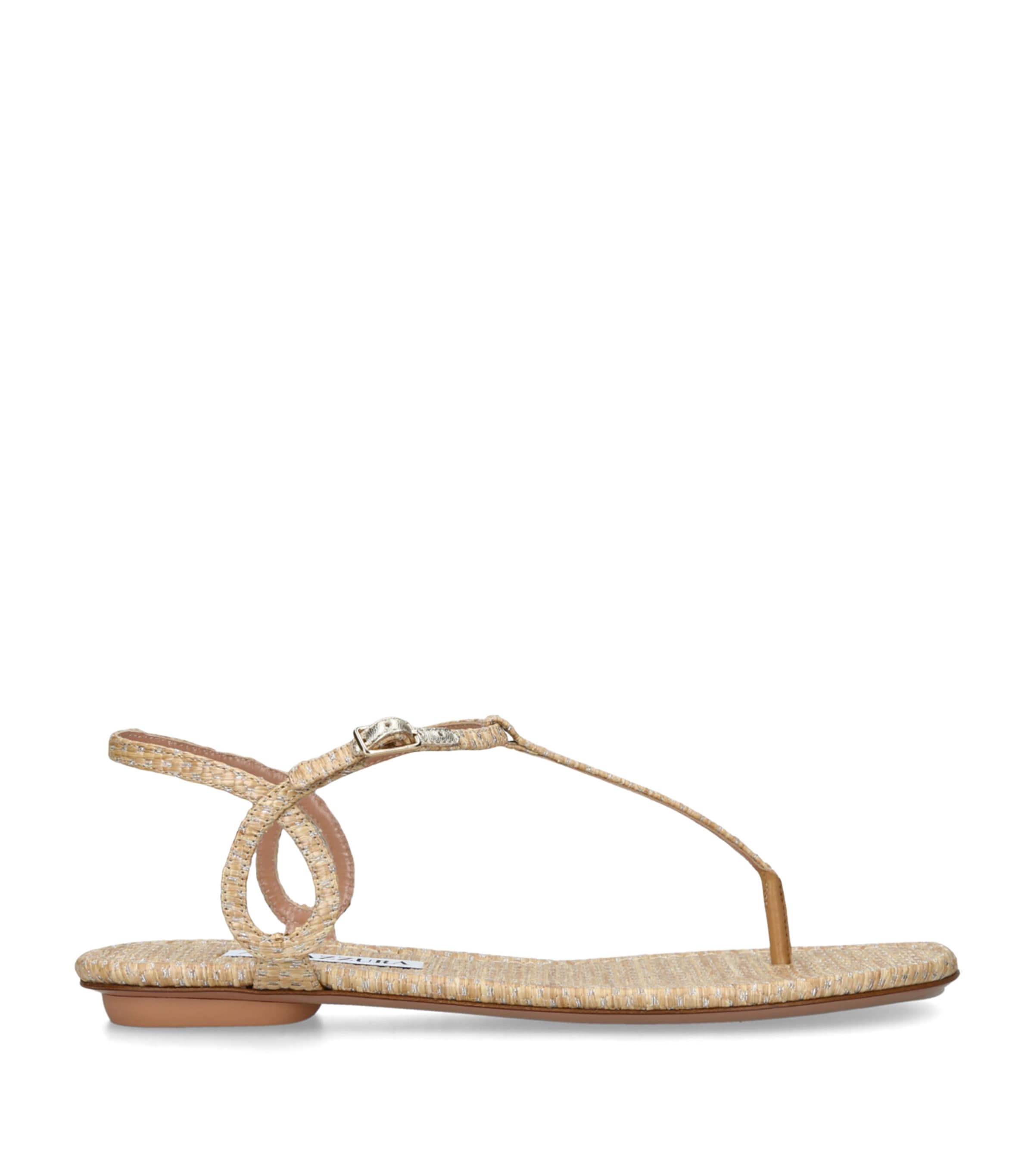 Aquazzura Woven Almost Bare Sandals Beige Image 1