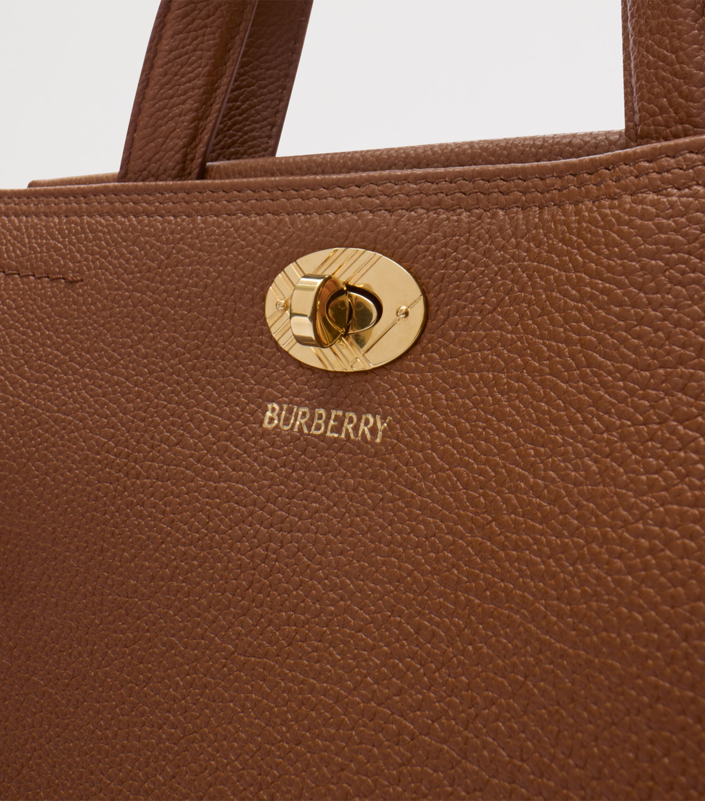 Burberry Womens Mini Leather Cotswolds Check Tote Bag Hazel Image 5