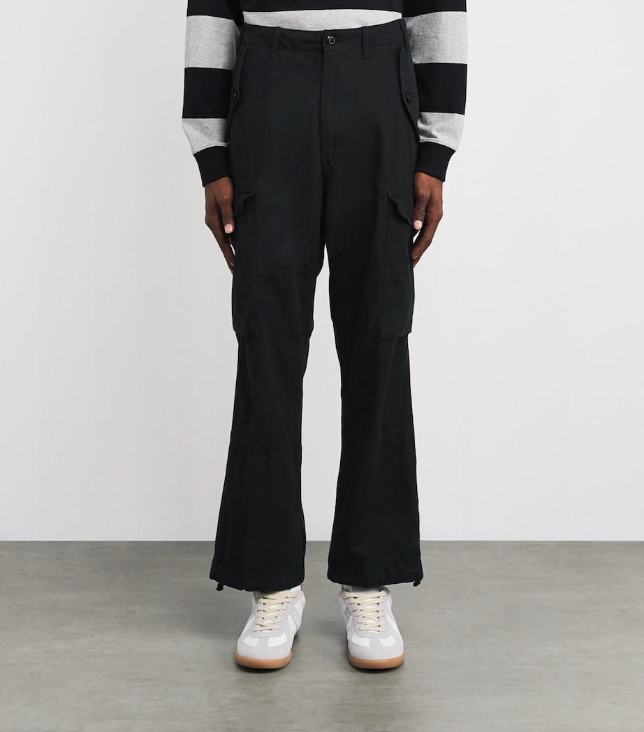 Ripstop Canvas Cargo Trousers BLACK Image 3