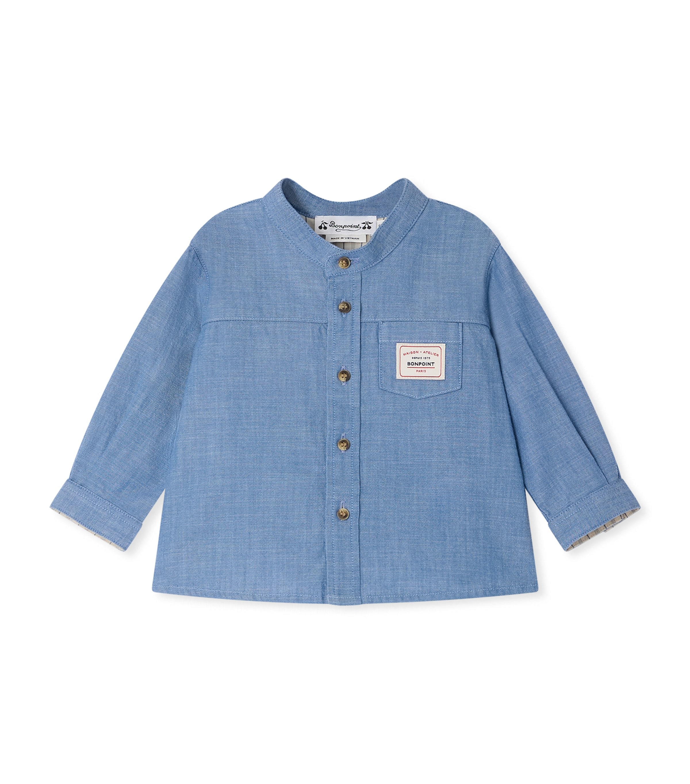 Bonpoint Cotton Lacey Shirt (6-18 Months) Bleu Image 1