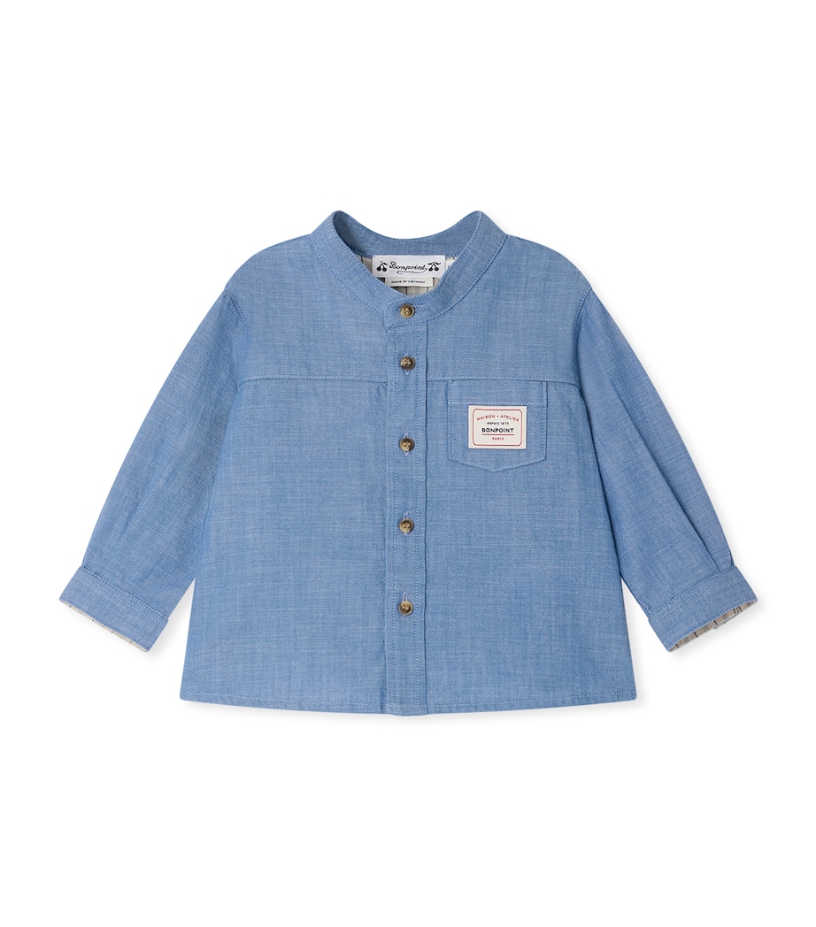 Bonpoint Cotton Lacey Shirt (6-18 Months) Bleu Image 1