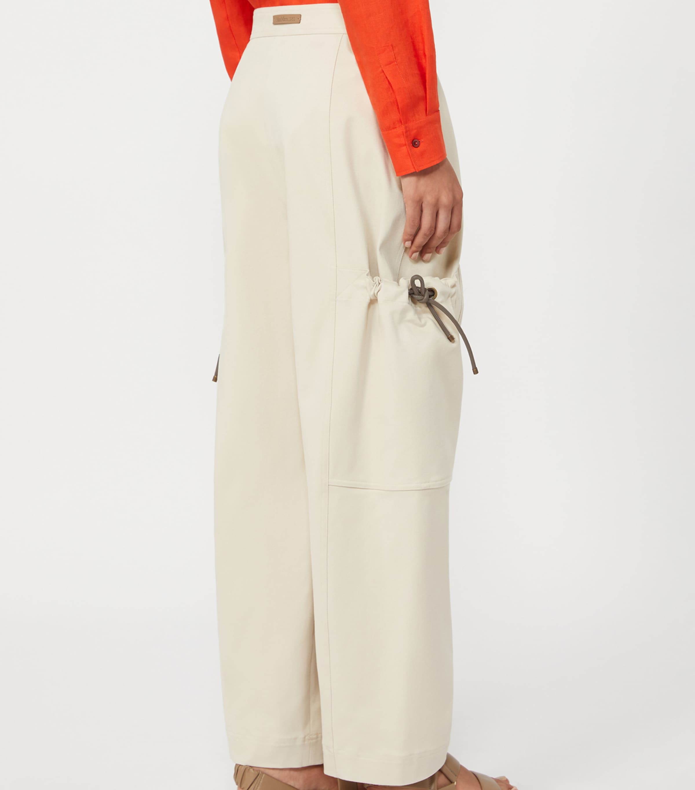 Max Mara Womens Stretch-Cotton Cargo Trousers Beige Image 4