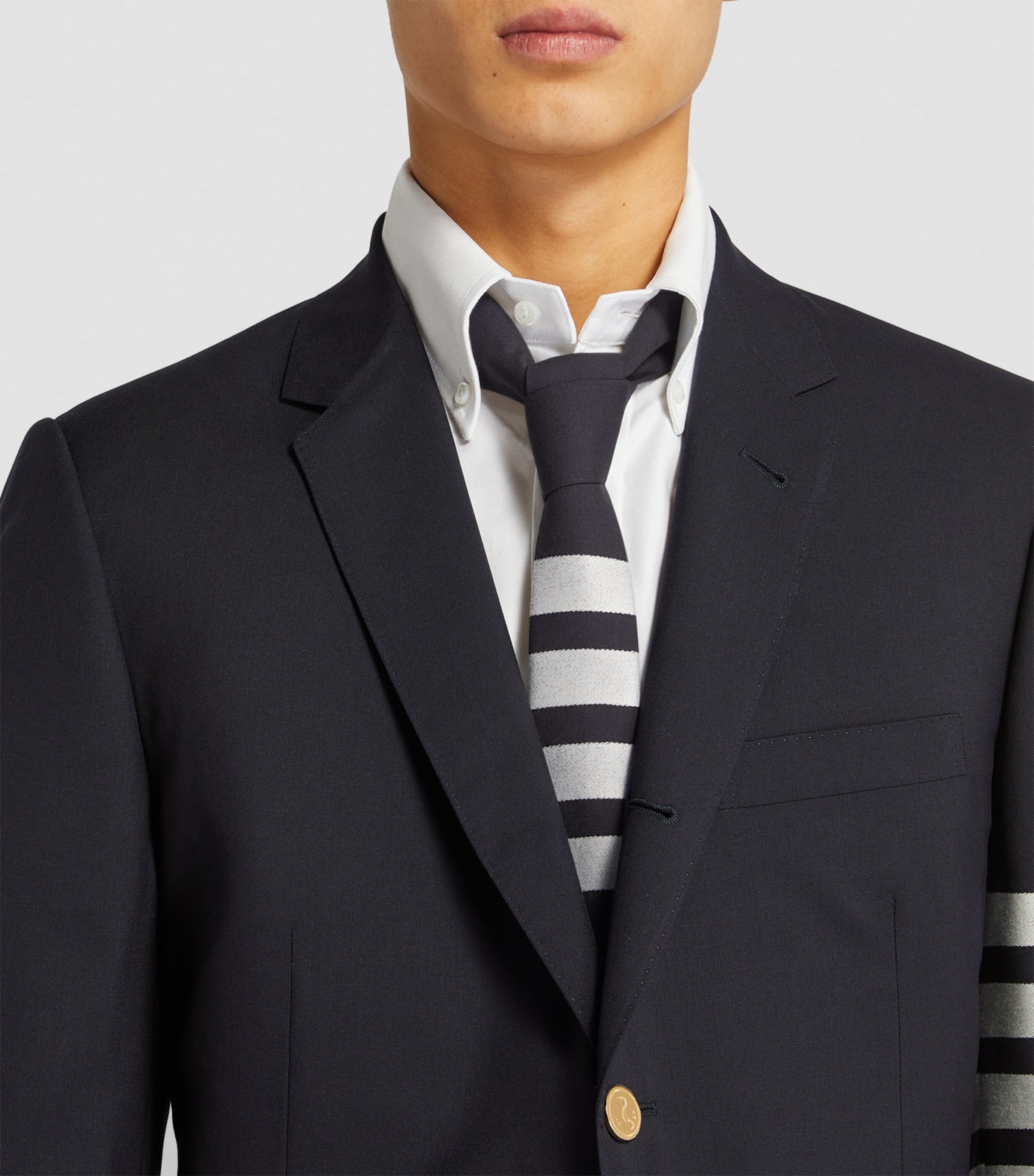 Wool 4-Bar Stripe Tie NAVY Image 2