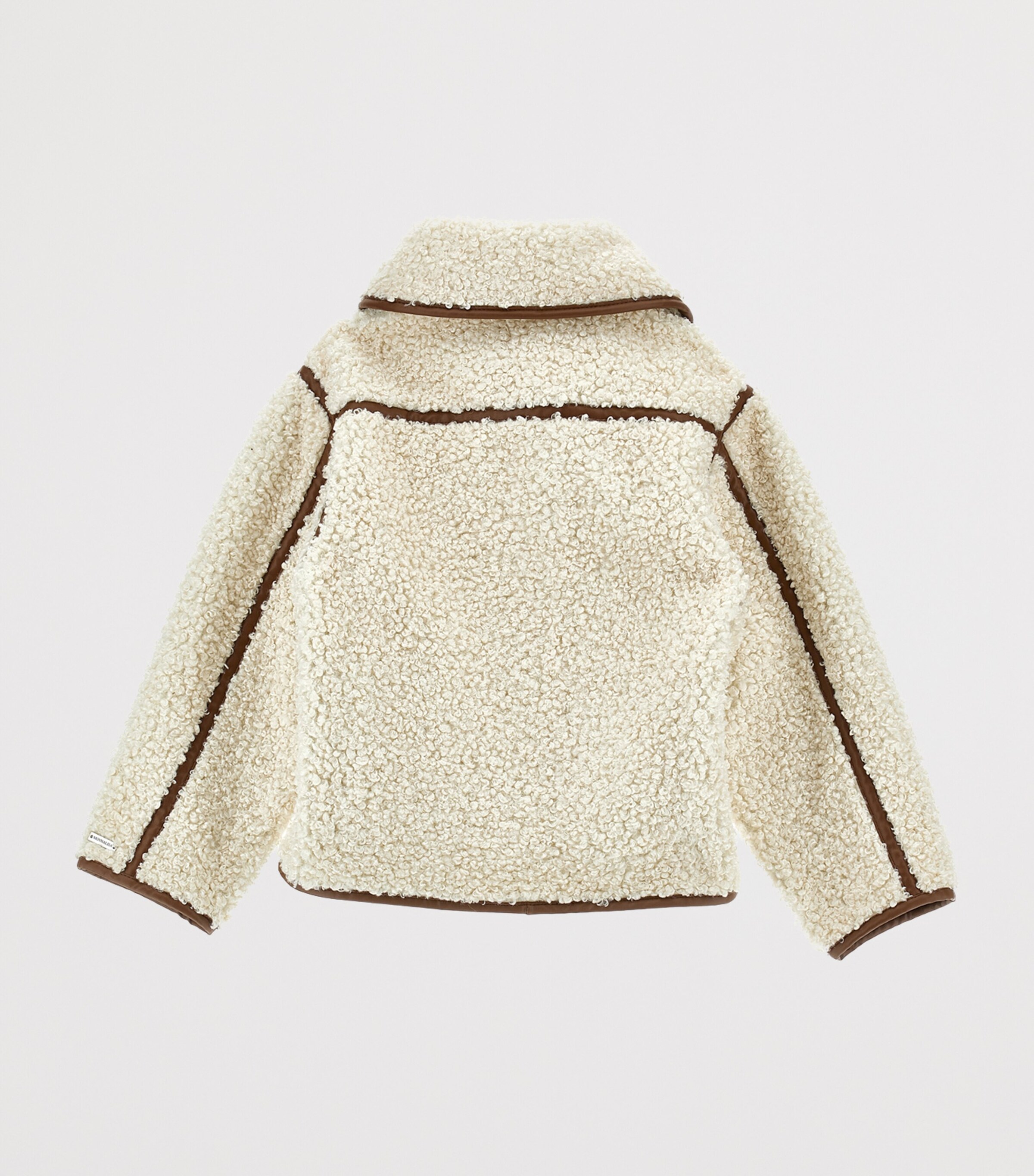 Contrast-Trim Borg Jacket (4-12 Years) ECRU + MARRONE Image 2