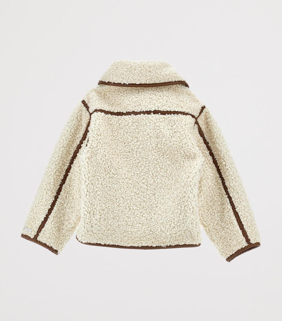 Contrast-Trim Borg Jacket (4-12 Years) ECRU + MARRONE Image 2