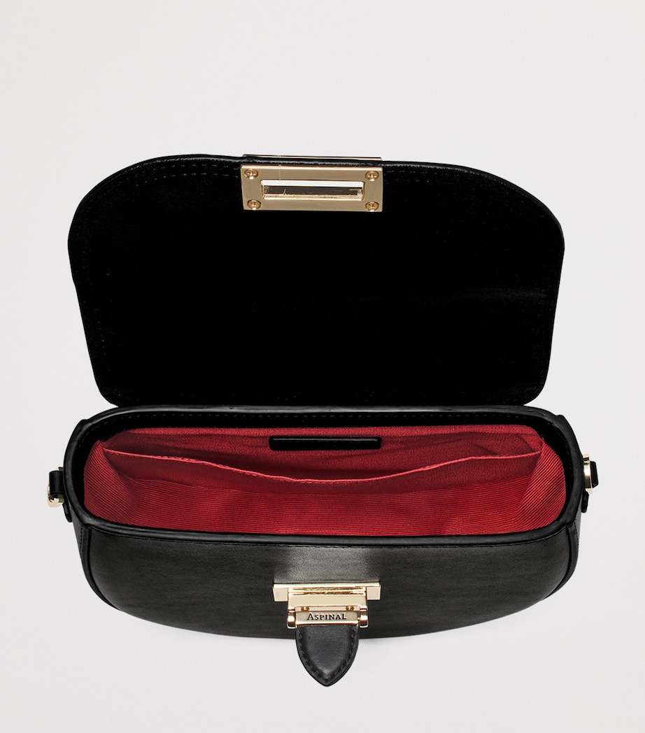 Leather-Velvet Portobello Cross-Body Bag BLACK Image 5