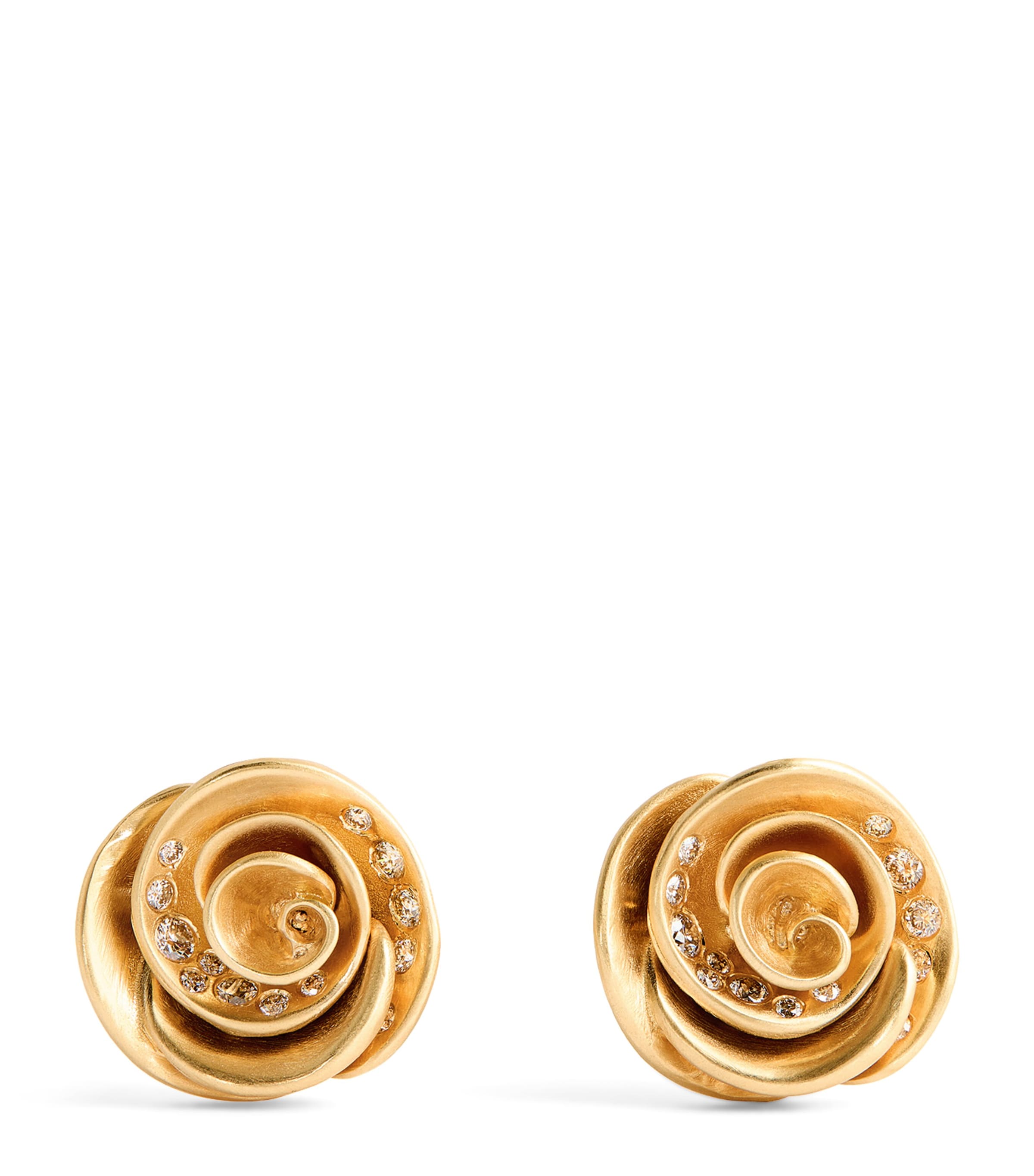 Nada Ghazal Yellow Gold And Diamond Pop Of Hope Rose Stud Earrings In Gold