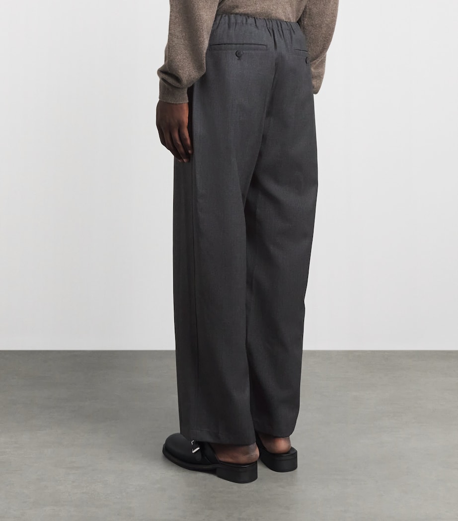 Le 17 Septembre Mens Wool-Blend Drawstring Trousers Grey Image 5