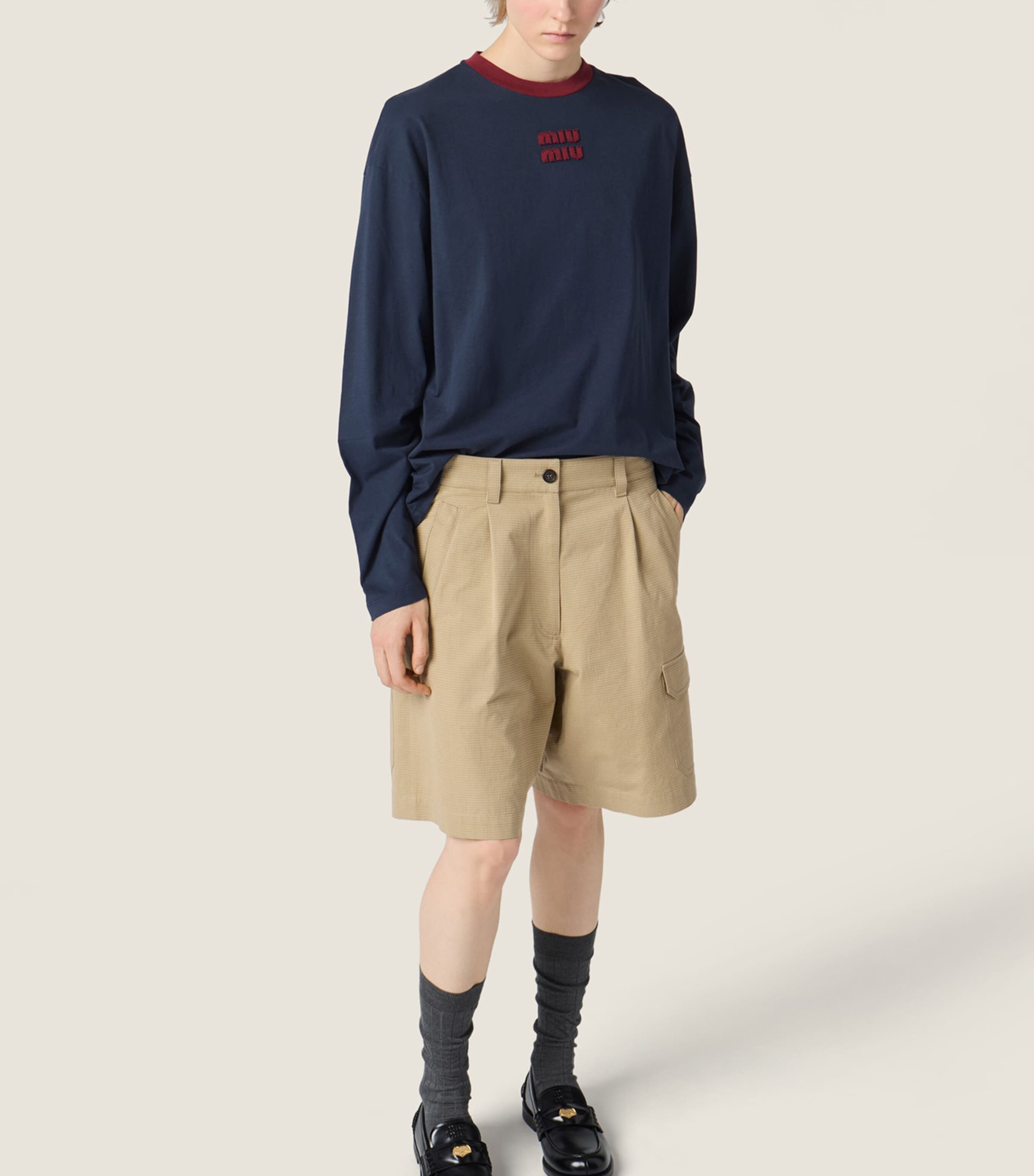 Miu Miu Womens Cotton Logo Long-Sleeve T-Shirt Image 5