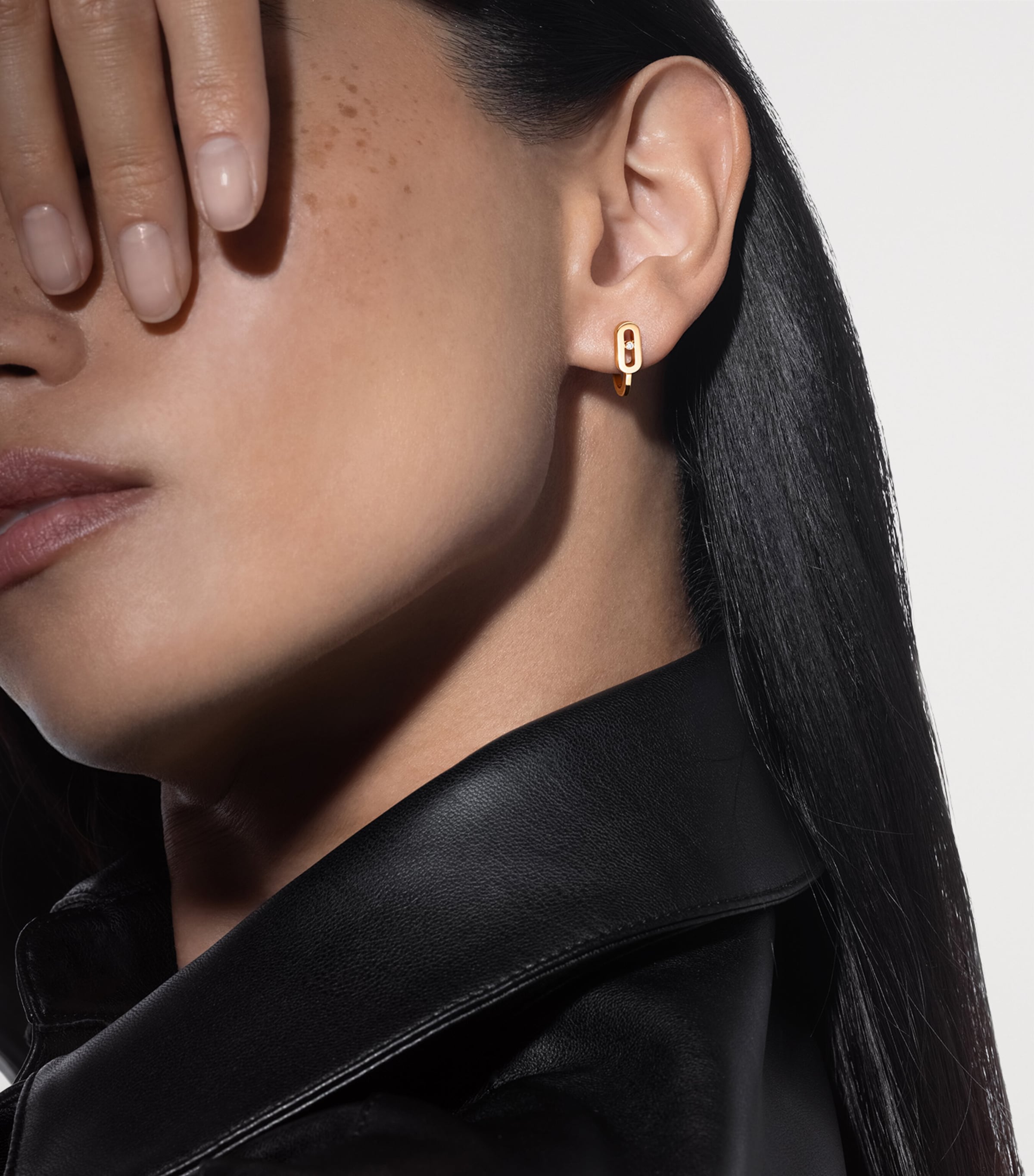 Messika Move Uno Yellow Gold and Diamond Mini Hoop Earrings (0.01ct) Yellow Gold Image 2