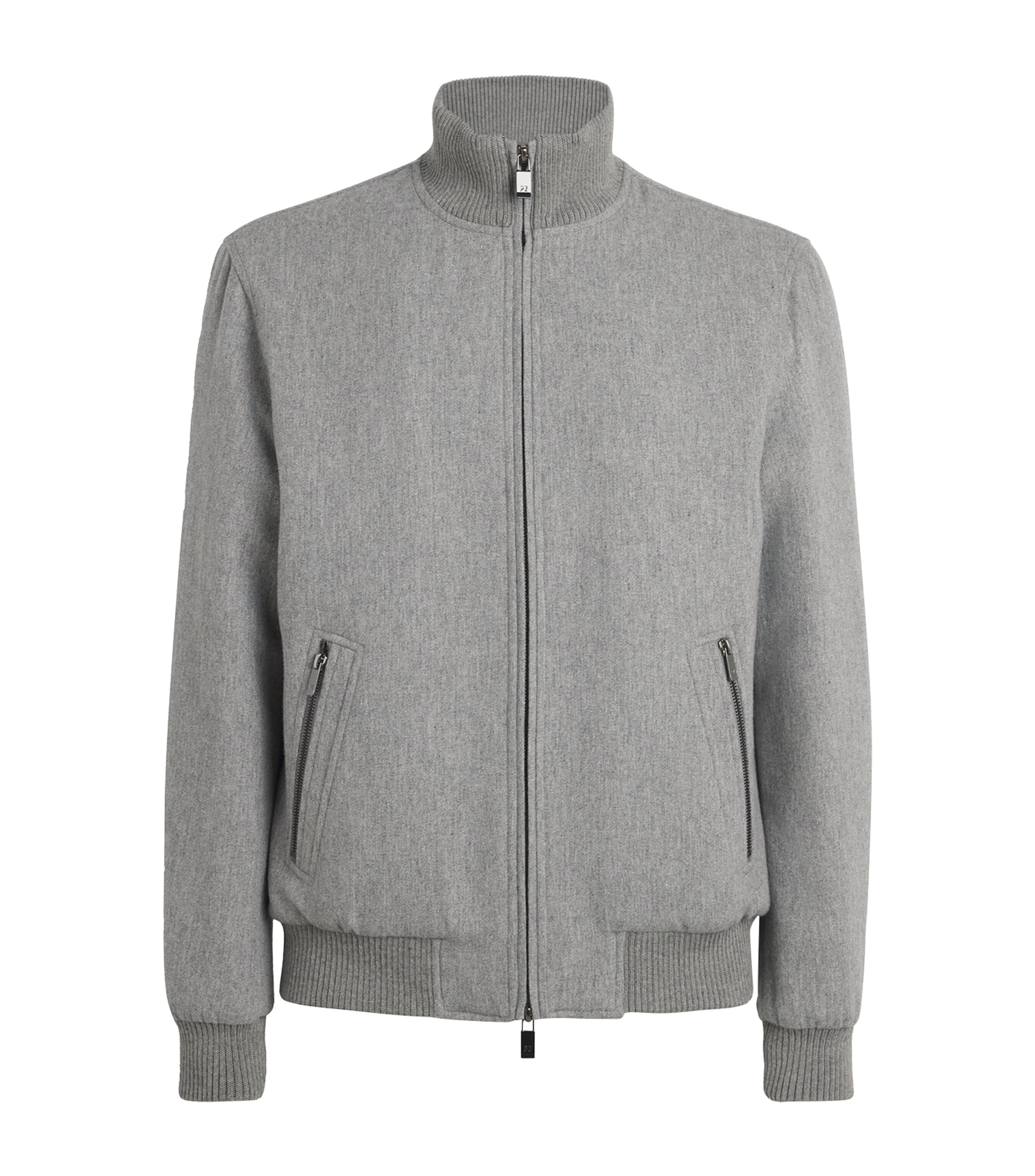 Pal Zileri Mens Wool-Blend Padded Bomber Jacket Light Grey Image 1