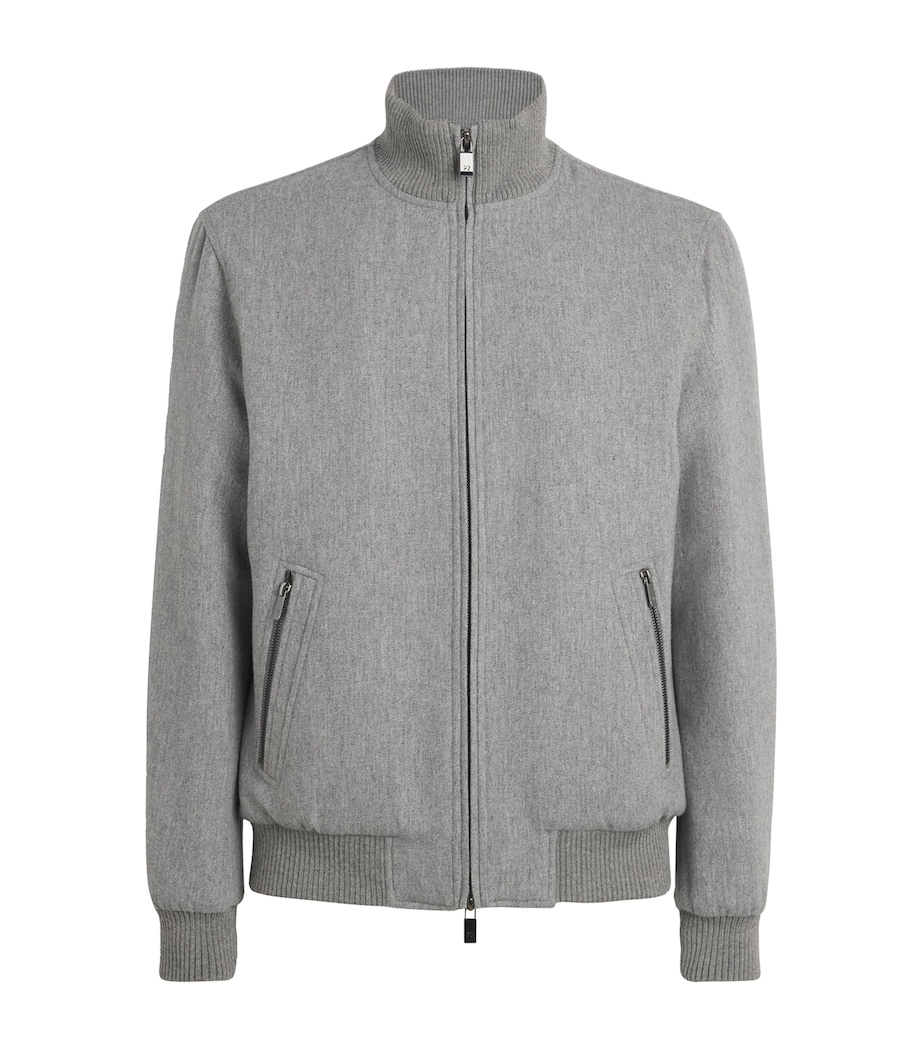 Pal Zileri Mens Wool-Blend Padded Bomber Jacket Light Grey Image 1