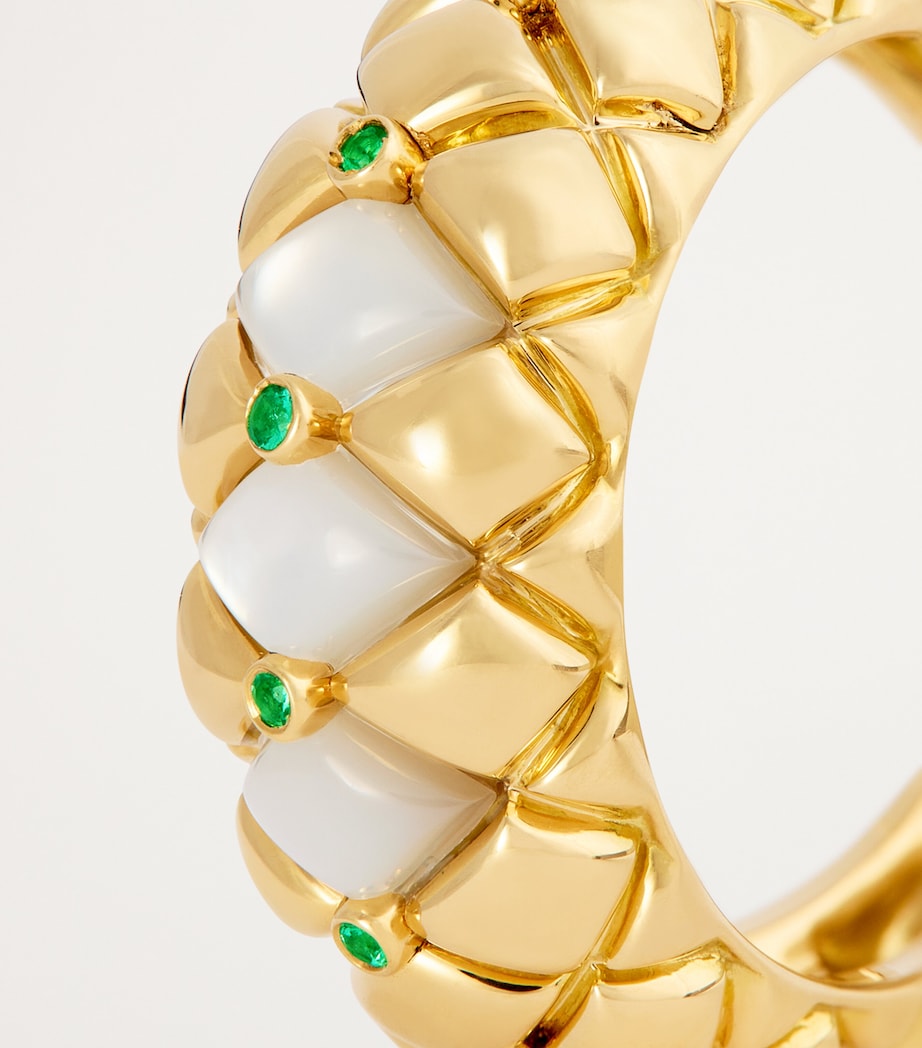 Yellow Gold, Diamond and Emerald Bond Street Curve Ring YELLOW GOLD Image 6