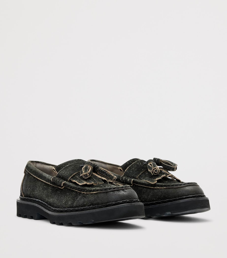 AllSaints Suede Tassel Skiff Loafers Charcoal Grey Image 3